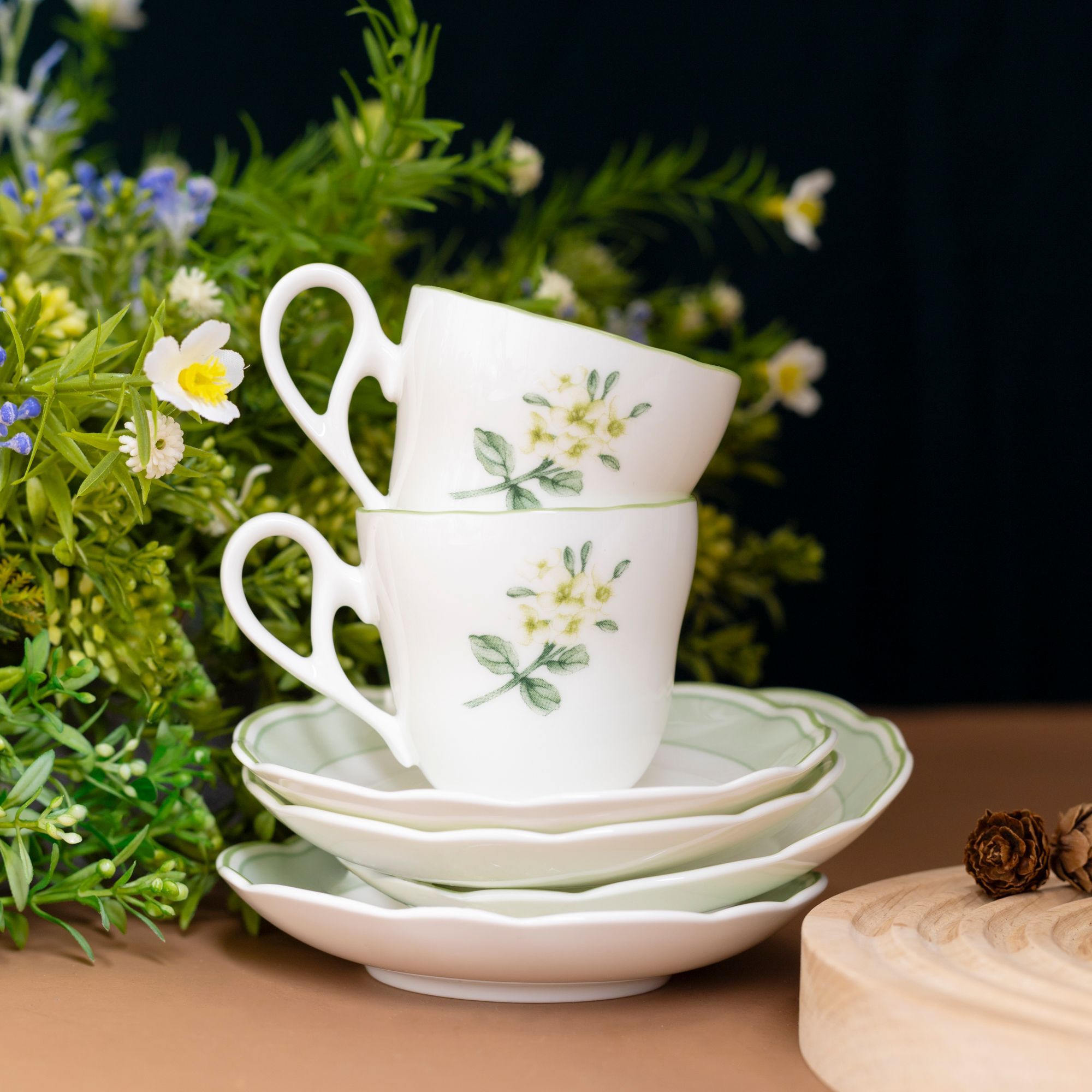 Bộ ấm chén uống trà nhỏ (ấm 600ml, chén 105ml) 13 món sứ xương | Noritake English Herbs 4942L - T014S