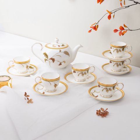  Bộ ấm chén uống trà nhỏ (ấm 650ml, chén 105ml) 13 món sứ xương | Noritake Islay 4885L - T014S 