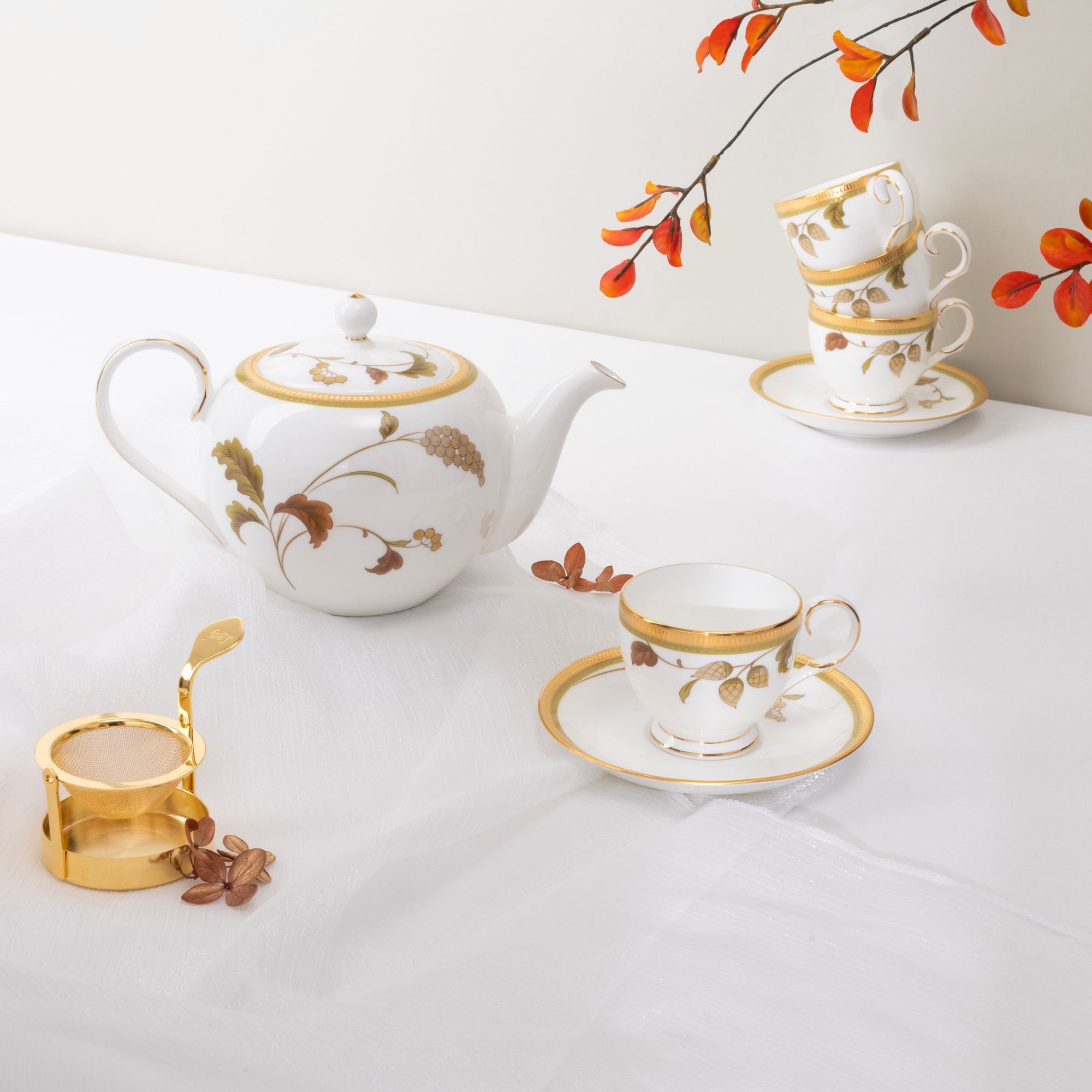 Bộ ấm chén uống trà nhỏ (ấm 650ml, chén 105ml) 13 món sứ xương | Noritake Islay 4885L - T014S