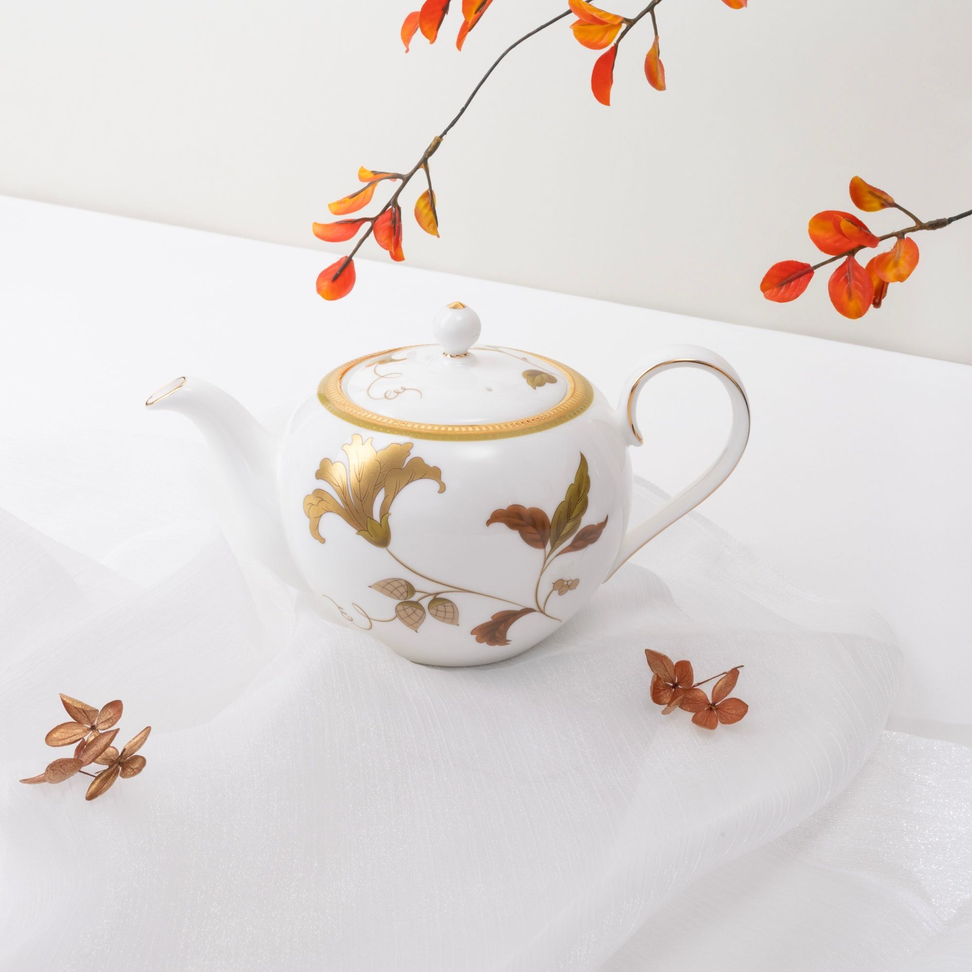 Bộ ấm chén uống trà nhỏ (ấm 650ml, chén 105ml) 13 món sứ xương | Noritake Islay 4885L - T014S