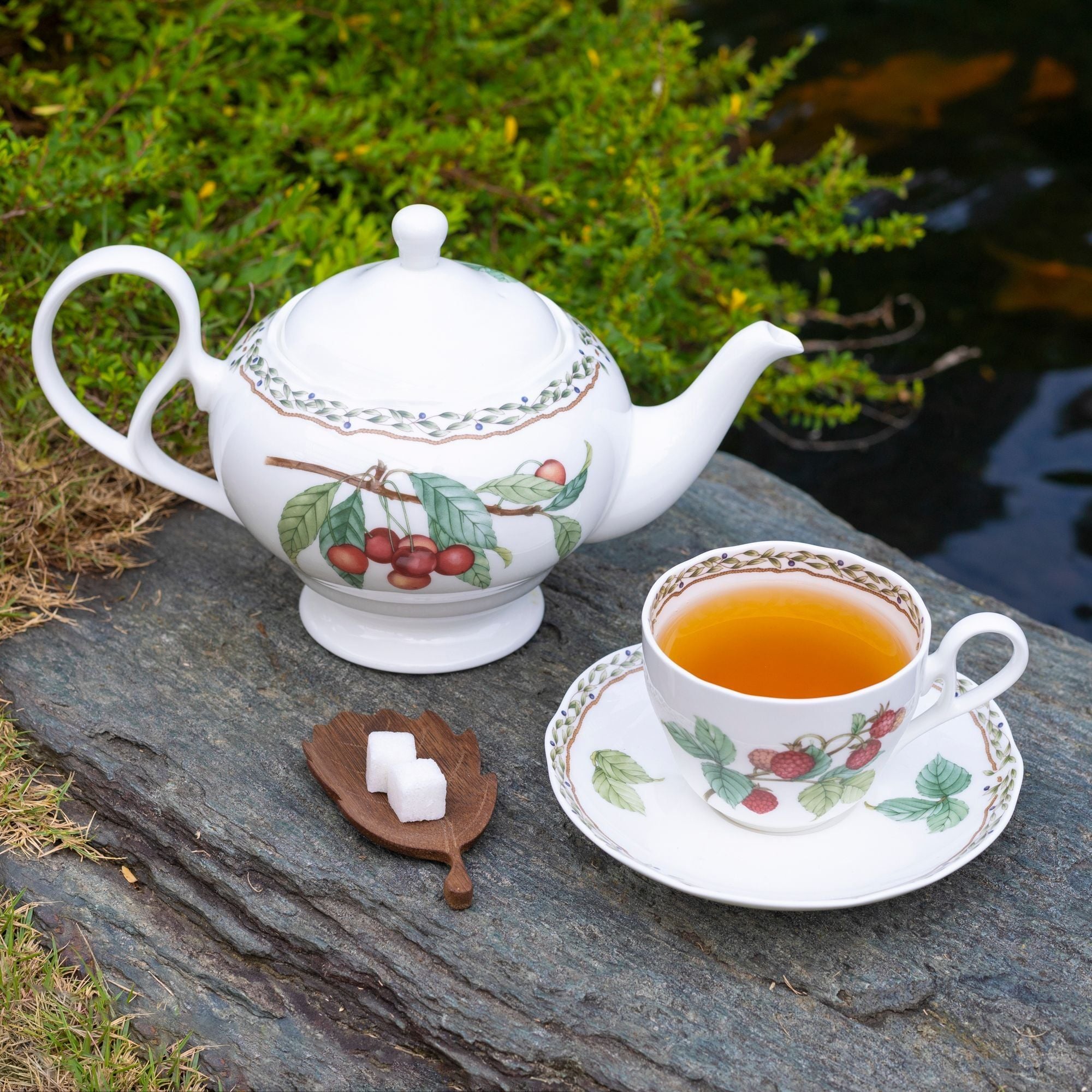 Bộ ấm chén uống trà (ấm 1.030ml, chén 250ml) 18 món sứ xương | Noritake Orchard Garden 4911L - T020A
