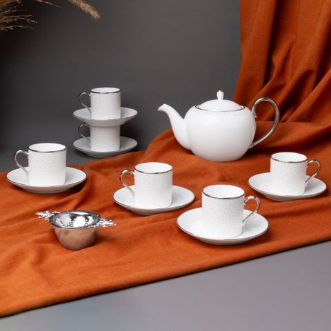  Bộ ấm chén uống trà nhỏ (ấm 520ml, chén 90ml) 13 món sứ xương | Noritake Broome Street 4913L - T014S 