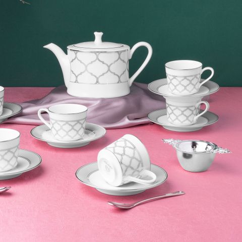  Bộ ấm chén uống trà nhỏ (ấm 630ml, chén 100ml) 13 món sứ trắng | Noritake Eternal Palace 1717L - T014S 