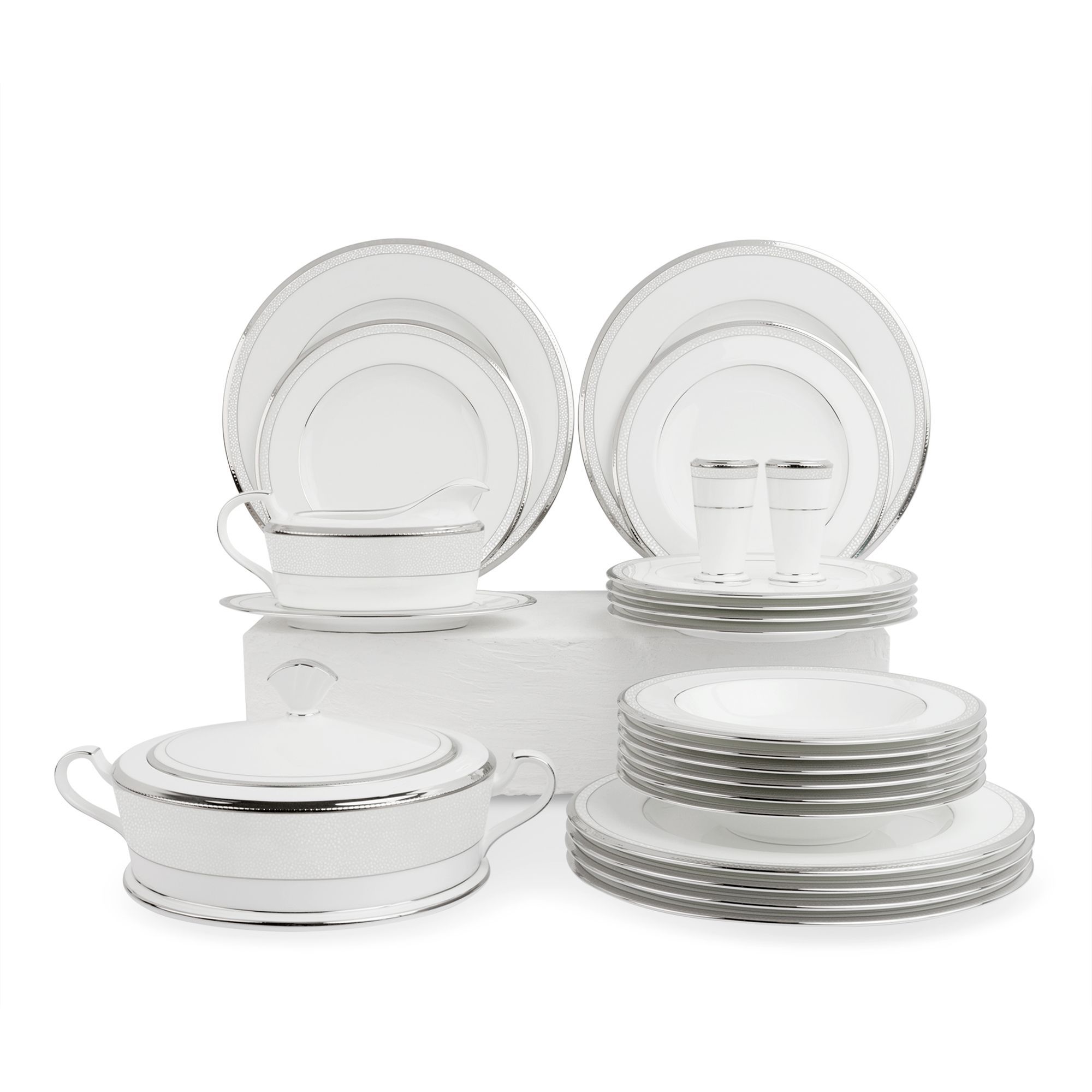 Bộ đĩa ăn kiểu Âu 22 món (cho 6 người) sứ xương Nhật Bản | Noritake Champagne Pearls 4811J - D024AK