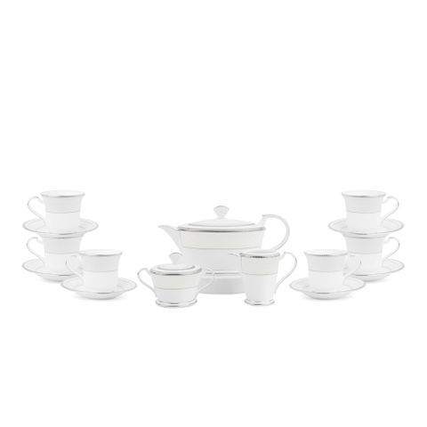  Bộ ấm chén uống trà (ấm 1.440ml, chén 220ml) 15 món sứ xương Nhật Bản | Noritake Champagne Pearls 4811J - T017L 