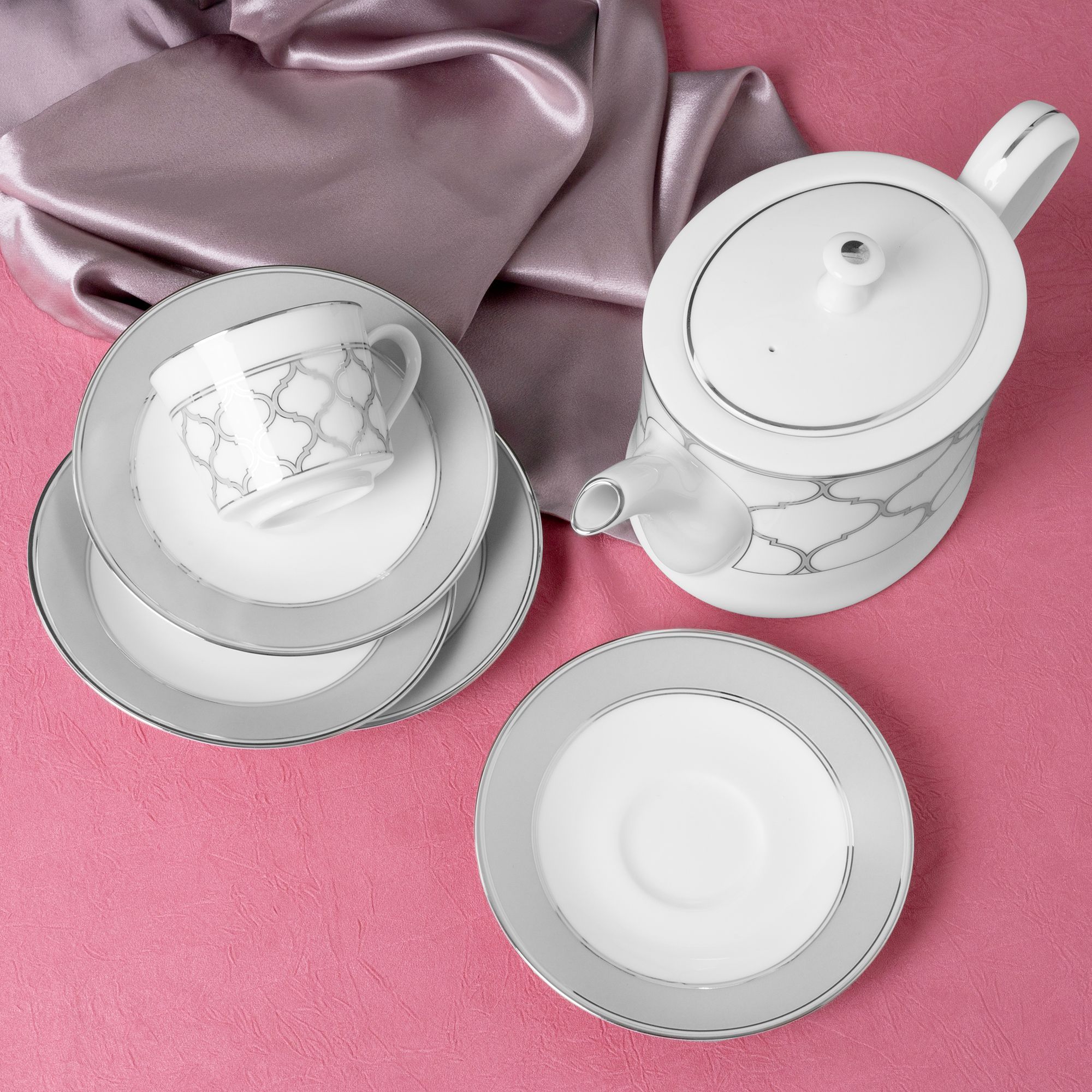 Bộ ấm chén uống trà nhỏ (ấm 630ml, chén 100ml) 13 món sứ trắng | Noritake Eternal Palace 1717L - T014S