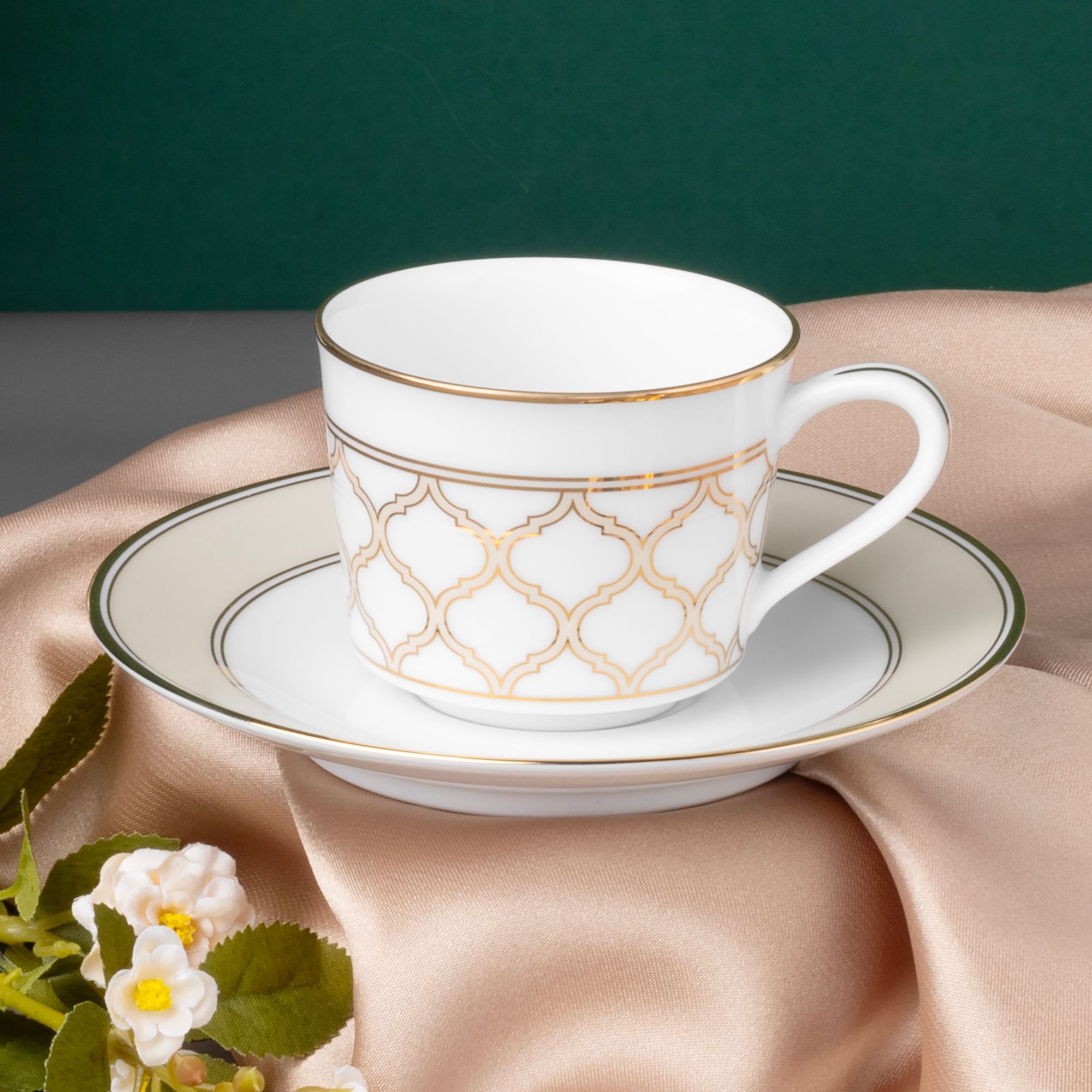 Bộ ấm chén uống trà nhỏ (ấm 630ml, chén 100ml) 13 món sứ trắng | Noritake Eternal Palace Gold 1728L - T014S