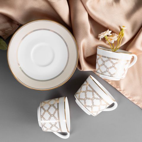  Bộ ấm chén uống trà nhỏ (ấm 630ml, chén 100ml) 13 món sứ trắng | Noritake Eternal Palace Gold 1728L - T014S 