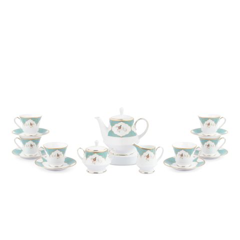  Bộ ấm chén uống trà (ấm 1.200ml, chén 230ml) 15 món sứ trắng | Noritake Lodi's Morning M-666L - T017A 