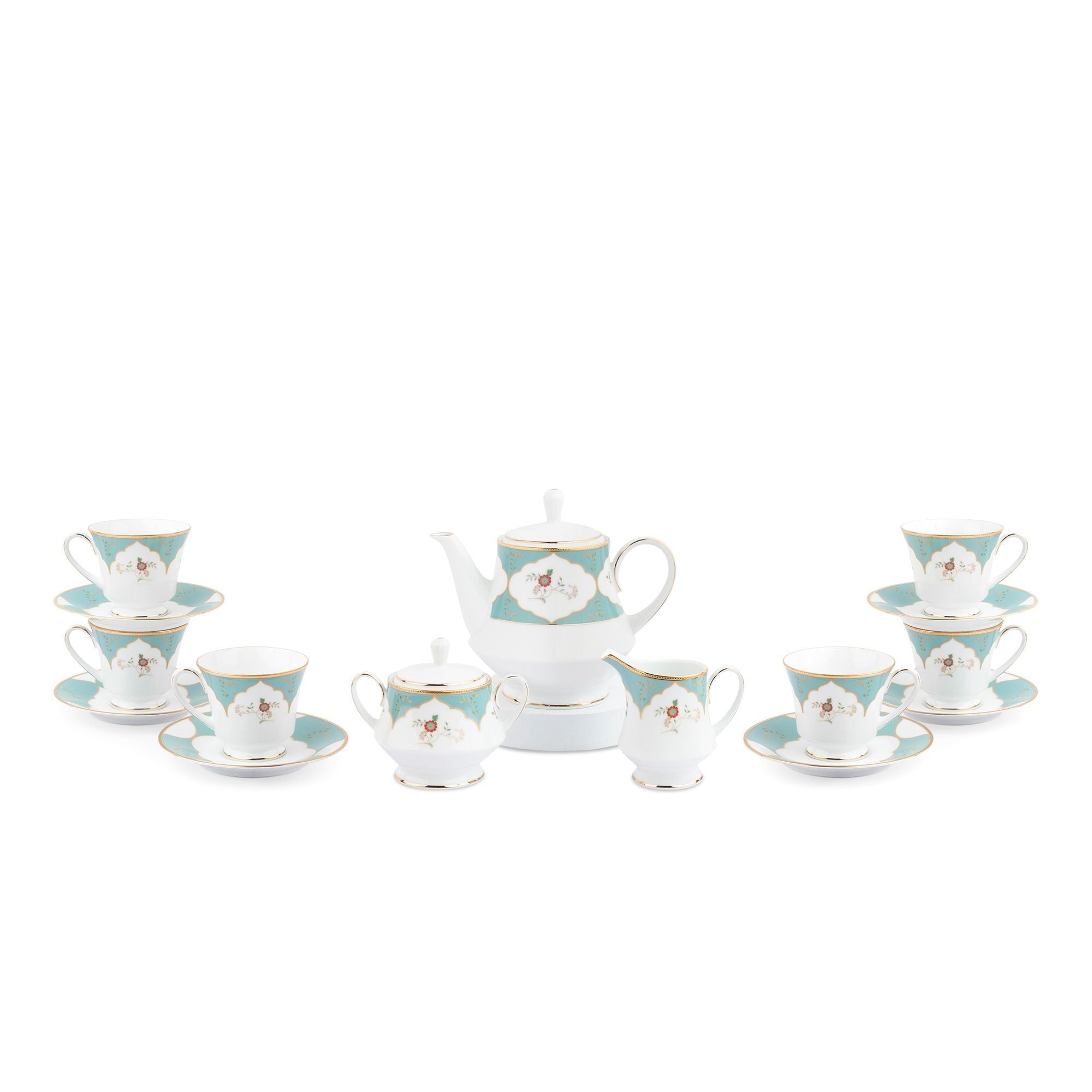 Bộ ấm chén uống trà (ấm 1.200ml, chén 230ml) 15 món sứ trắng | Noritake Lodi's Morning M-666L - T017A