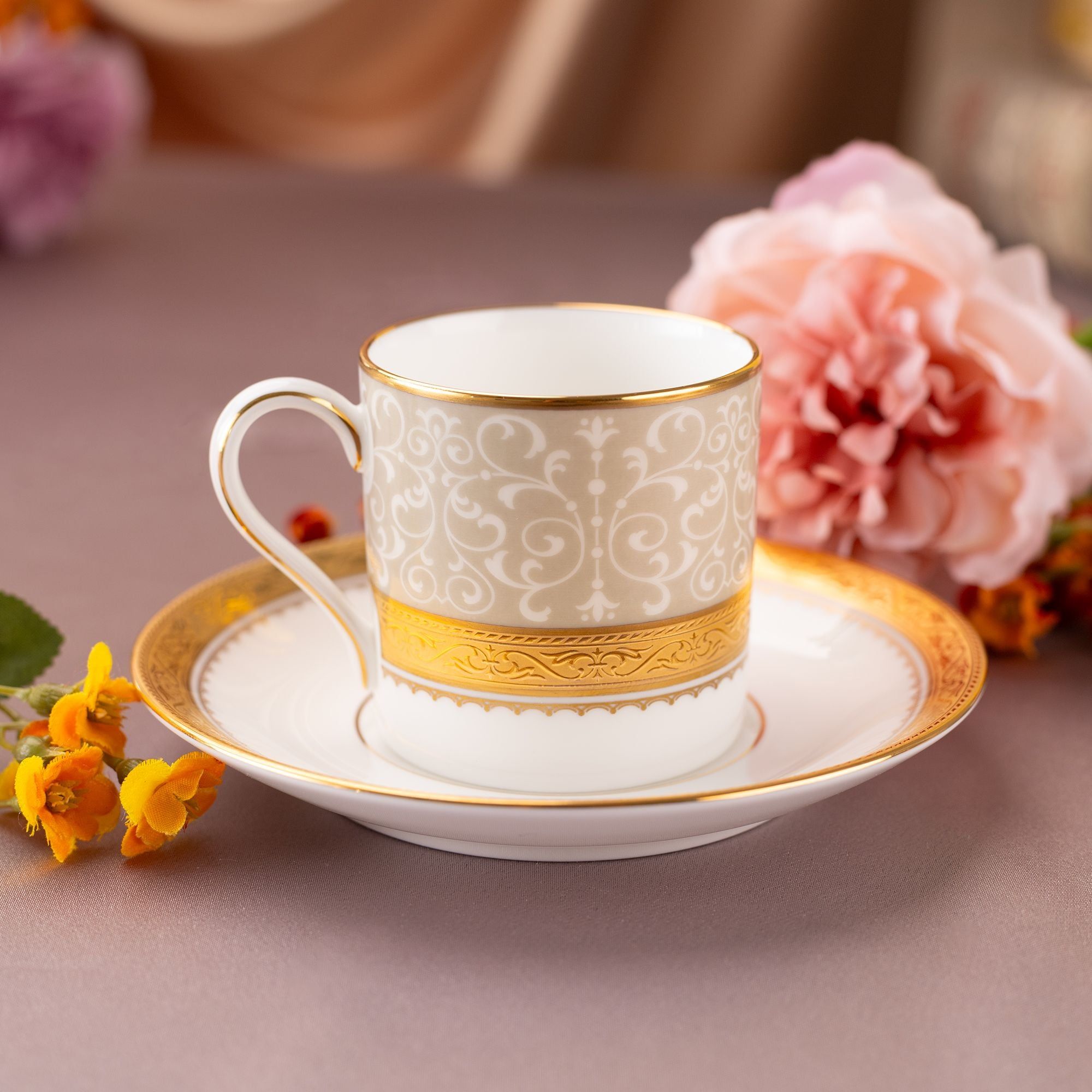 Bộ ấm chén uống trà nhỏ (ấm 650ml, chén 90ml) 13 món sứ xương | Noritake Odessa Gold 4874L - T014S