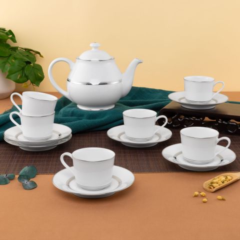  Bộ ấm chén uống trà nhỏ (ấm 780ml, chén 100ml) 13 món sứ trắng | Noritake Galaxy L554L - T014S 