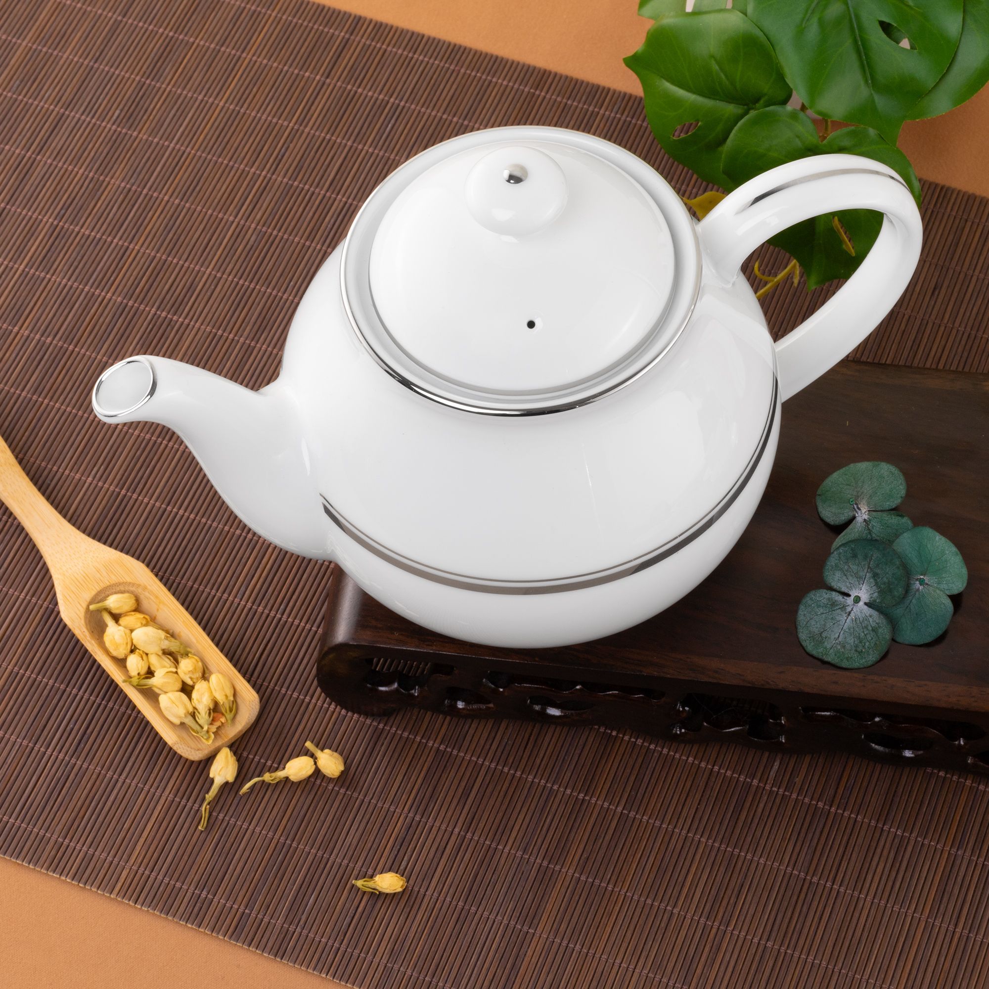 Bộ ấm chén uống trà nhỏ (ấm 780ml, chén 100ml) 13 món sứ trắng | Noritake Galaxy L554L - T014S