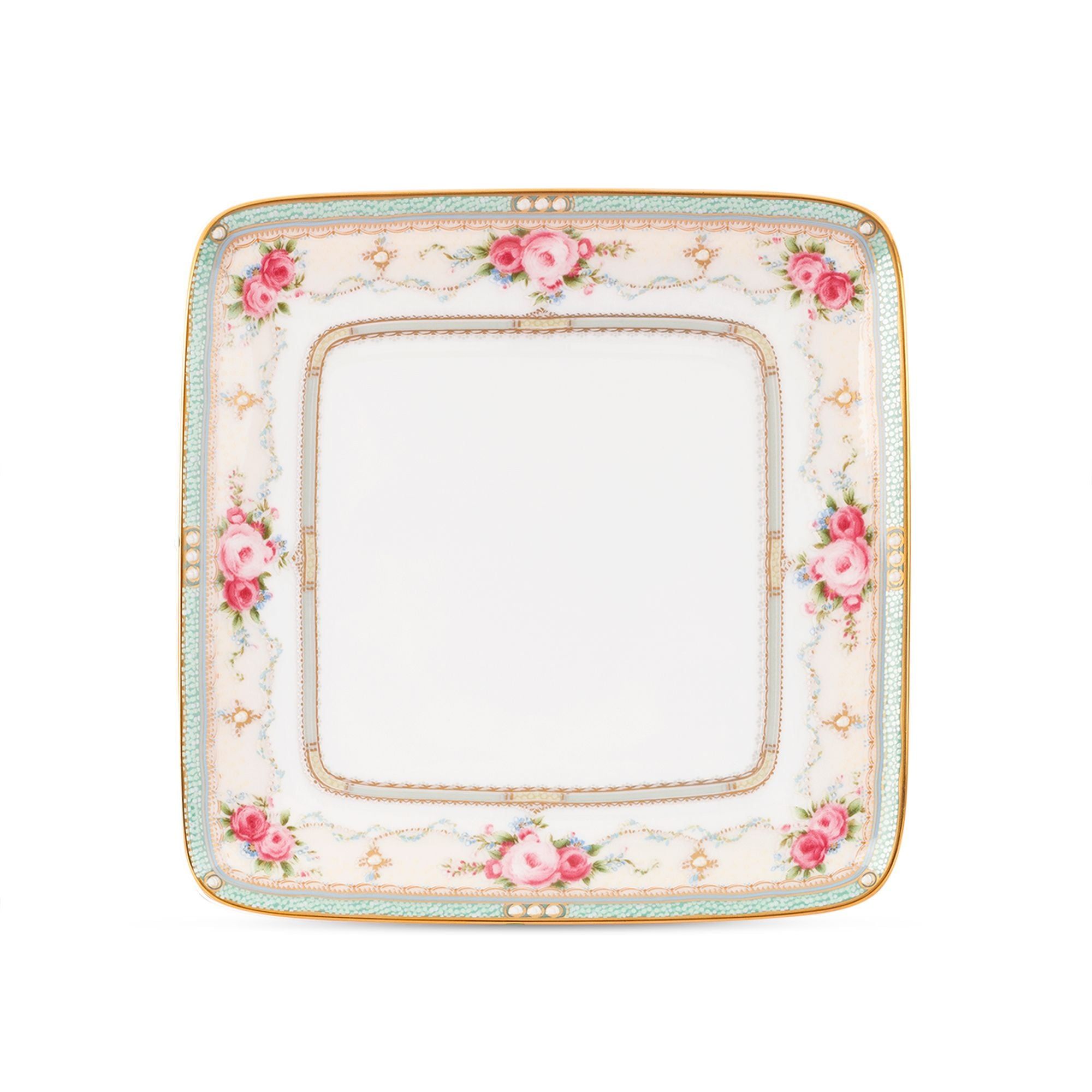 Đĩa vuông cỡ nhỏ cạnh dài 19,1cm sứ xương | Noritake Palace Rose 4863L - 97317