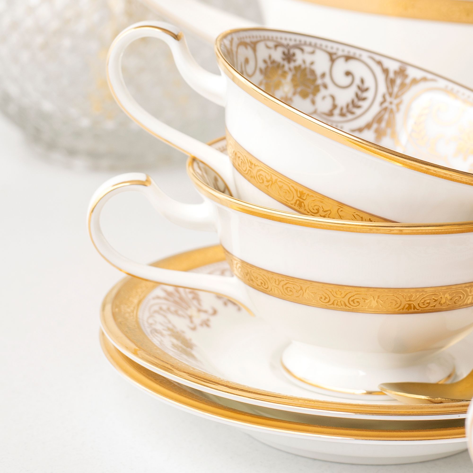 Bộ ấm chén trà (ấm 1.440ml, chén loe 220ml) 13 món sứ xương Nhật Bản | Noritake Georgian Palace 4858J - T014L