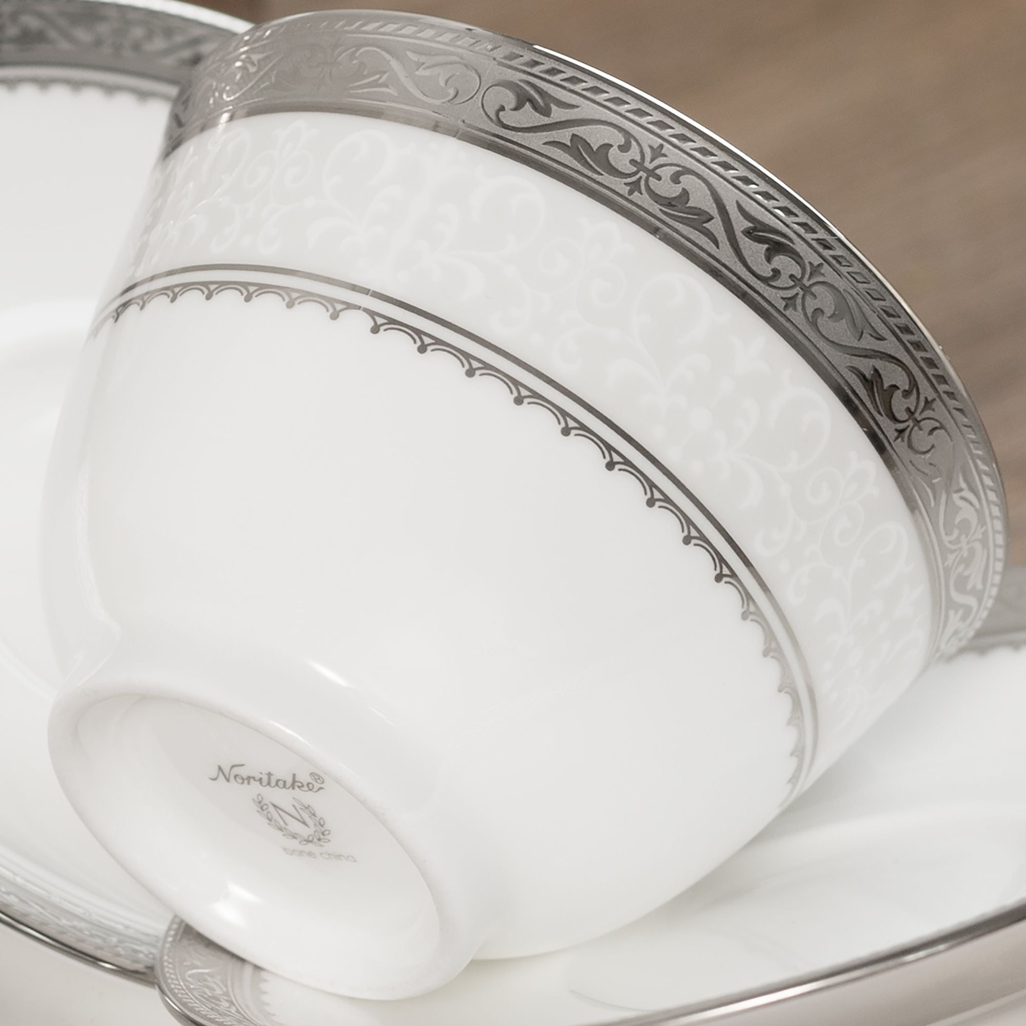 Bộ ấm chén trà châu Á (ấm 950ml, chén 145ml) 13 món sứ xương | Noritake Odessa Platinum 4875L - T014A