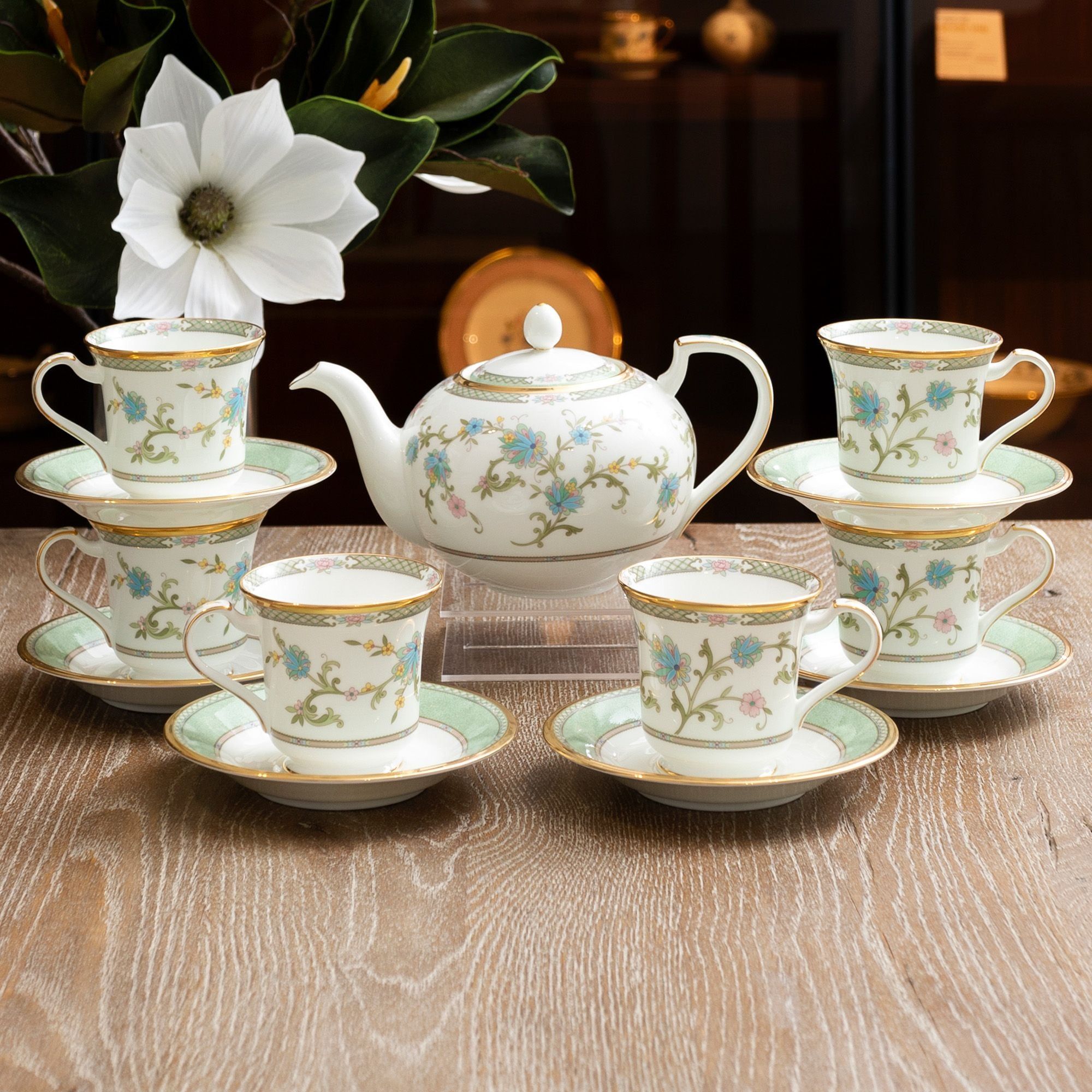 Chén trà (tách trà) 220ml kèm đĩa lót sứ xương Nhật Bản | Noritake Yoshino 9983J - Y59589