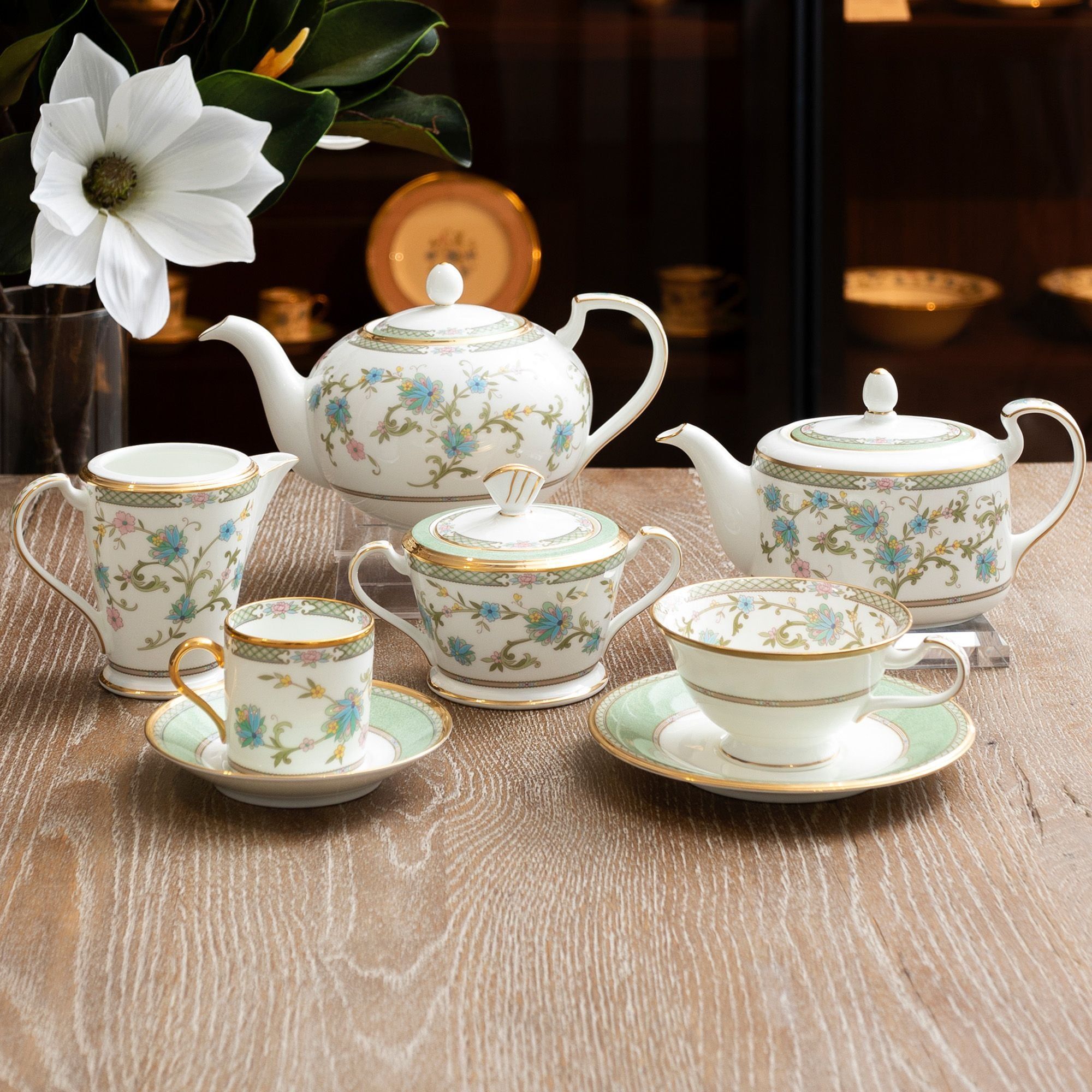 Chén trà (tách trà) nhỏ dung tích 125ml kèm đĩa lót sứ xương Nhật Bản | Noritake Yoshino 9983J - Y59881