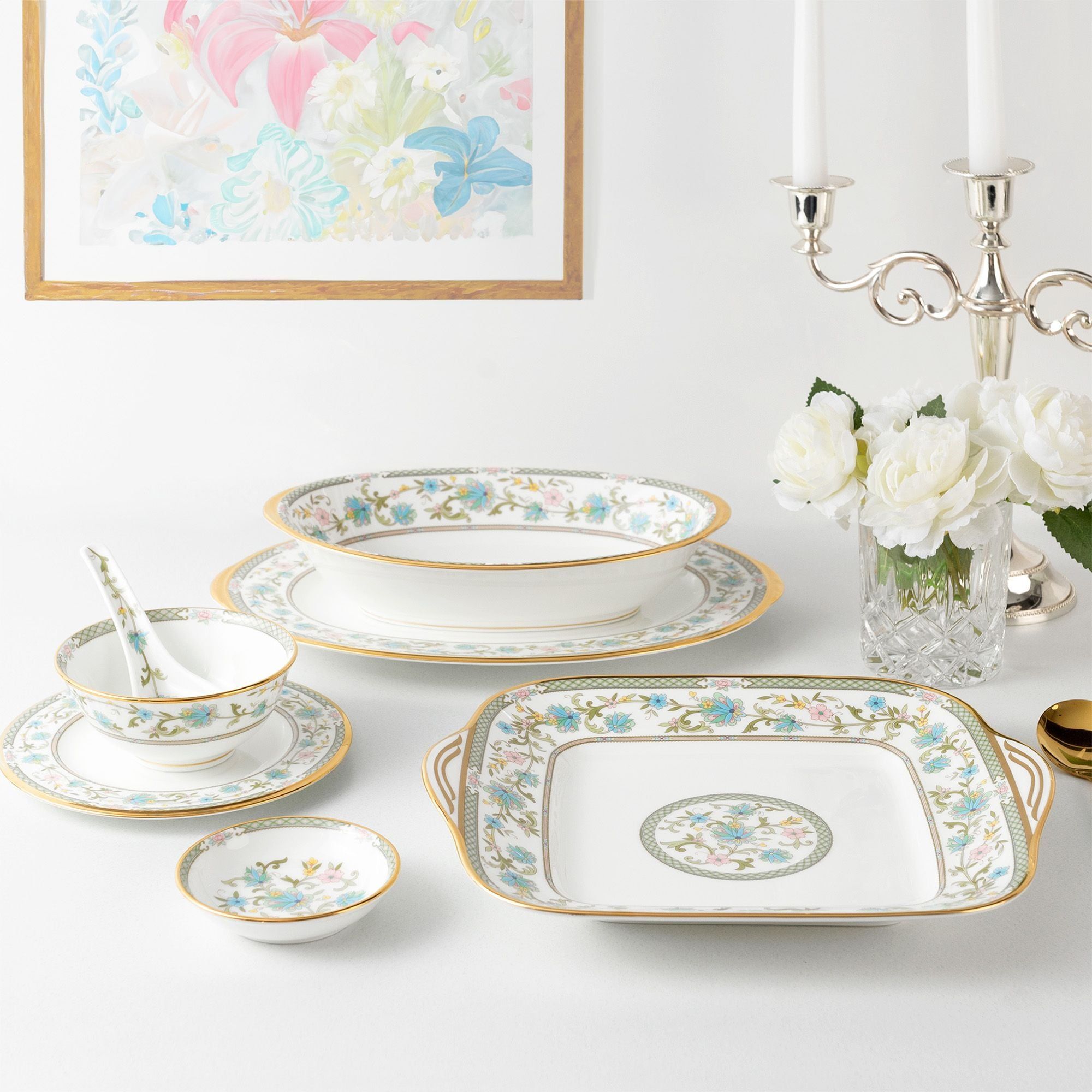 Đĩa vuông cỡ lớn cạnh dài 28,1cm sứ xương Nhật Bản | Noritake Yoshino 9983J - 59847