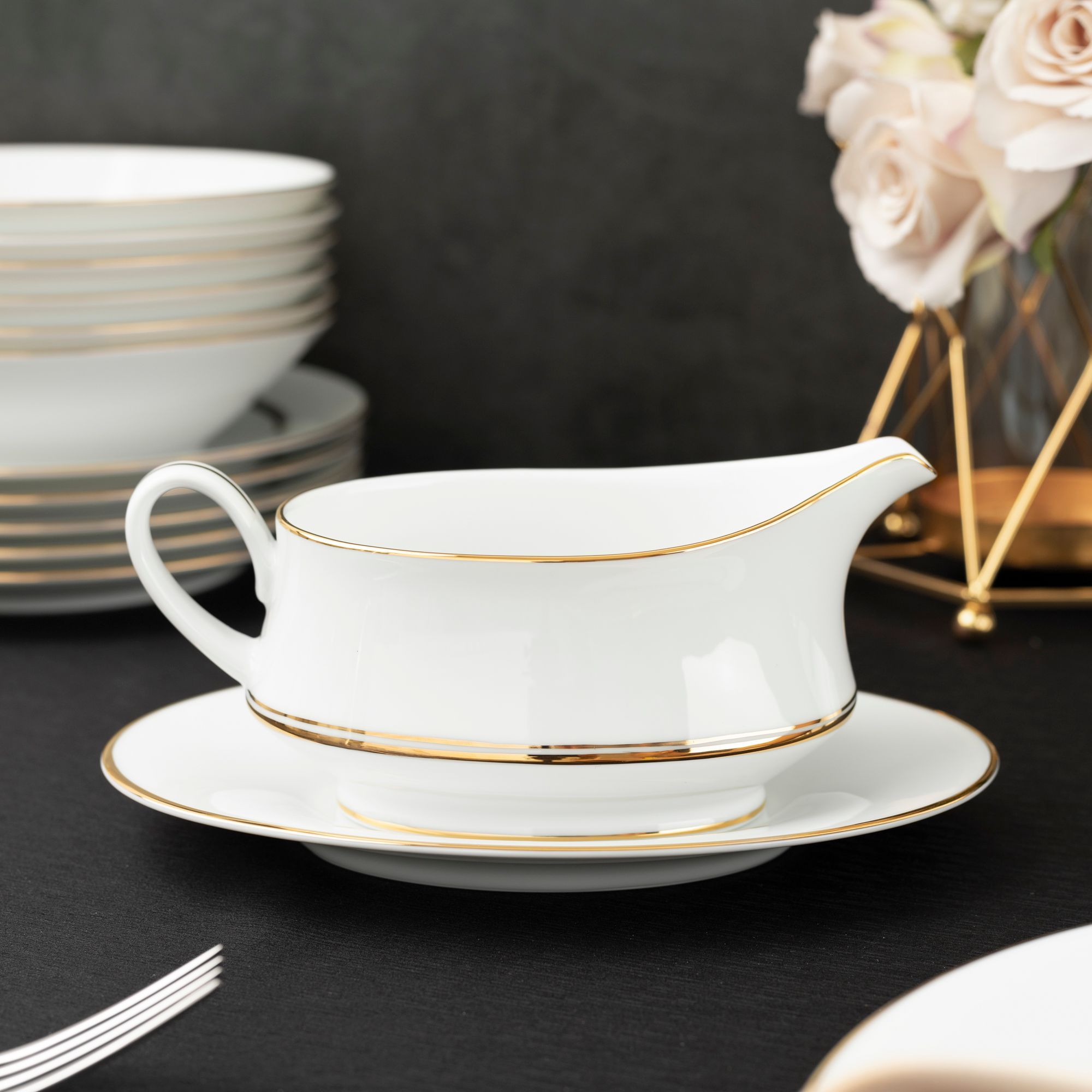 Bộ đĩa ăn kiểu Âu 22 món (cho 6 người) sứ trắng | Noritake Gloria L553L - D024AL