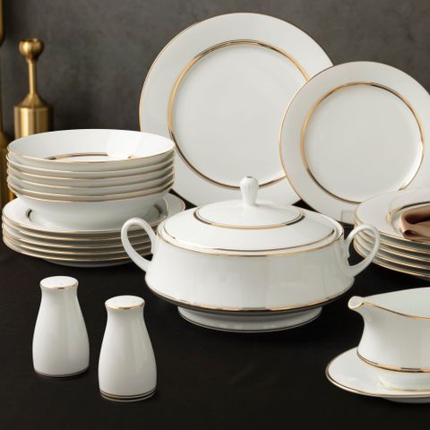  Bộ đĩa ăn kiểu Âu 22 món (cho 6 người) sứ trắng | Noritake Gloria L553L - D024AL 