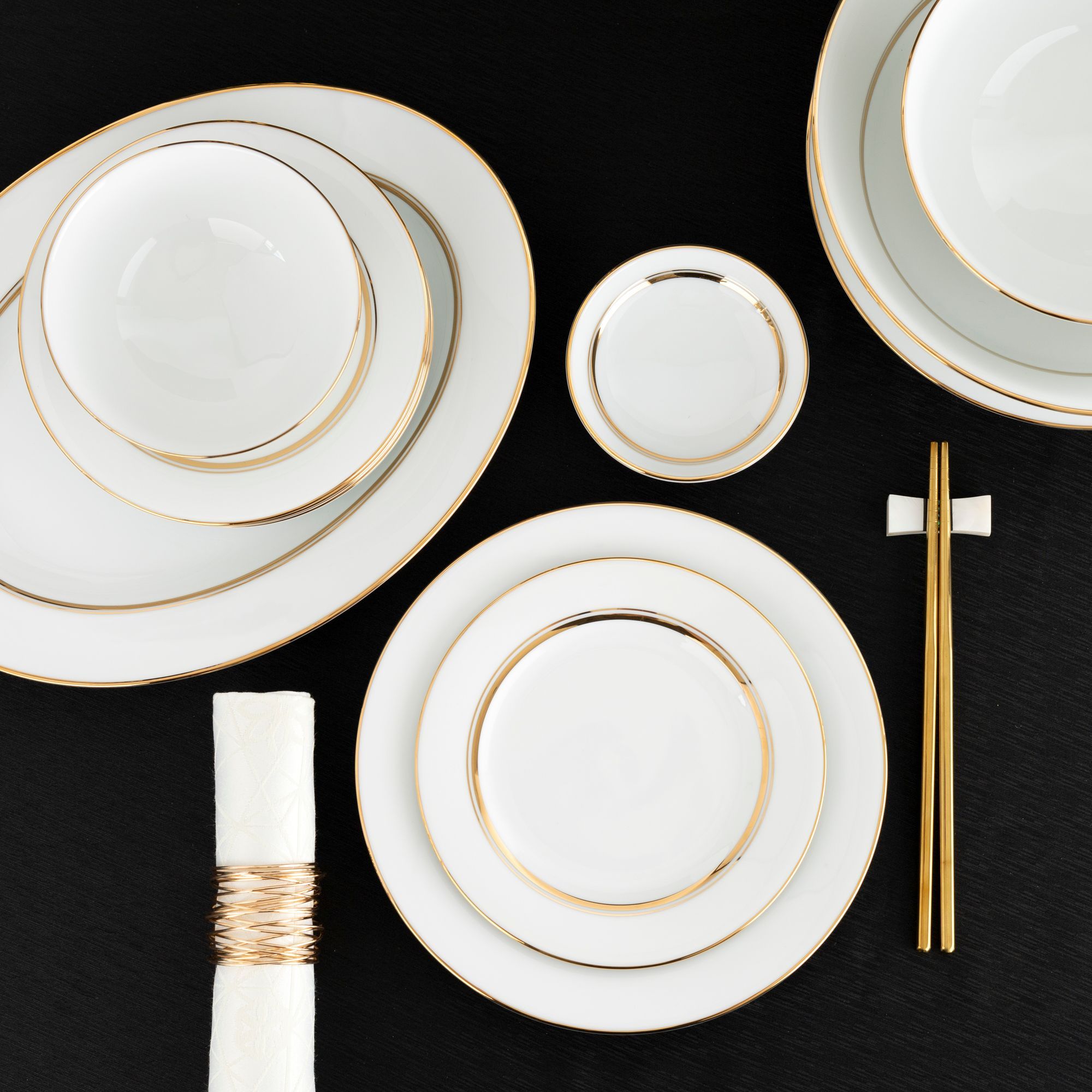 Bộ bát đĩa ăn châu Á đầy đủ 38 món (cho 6 người) sứ trắng | Noritake Gloria L553L - D038AB