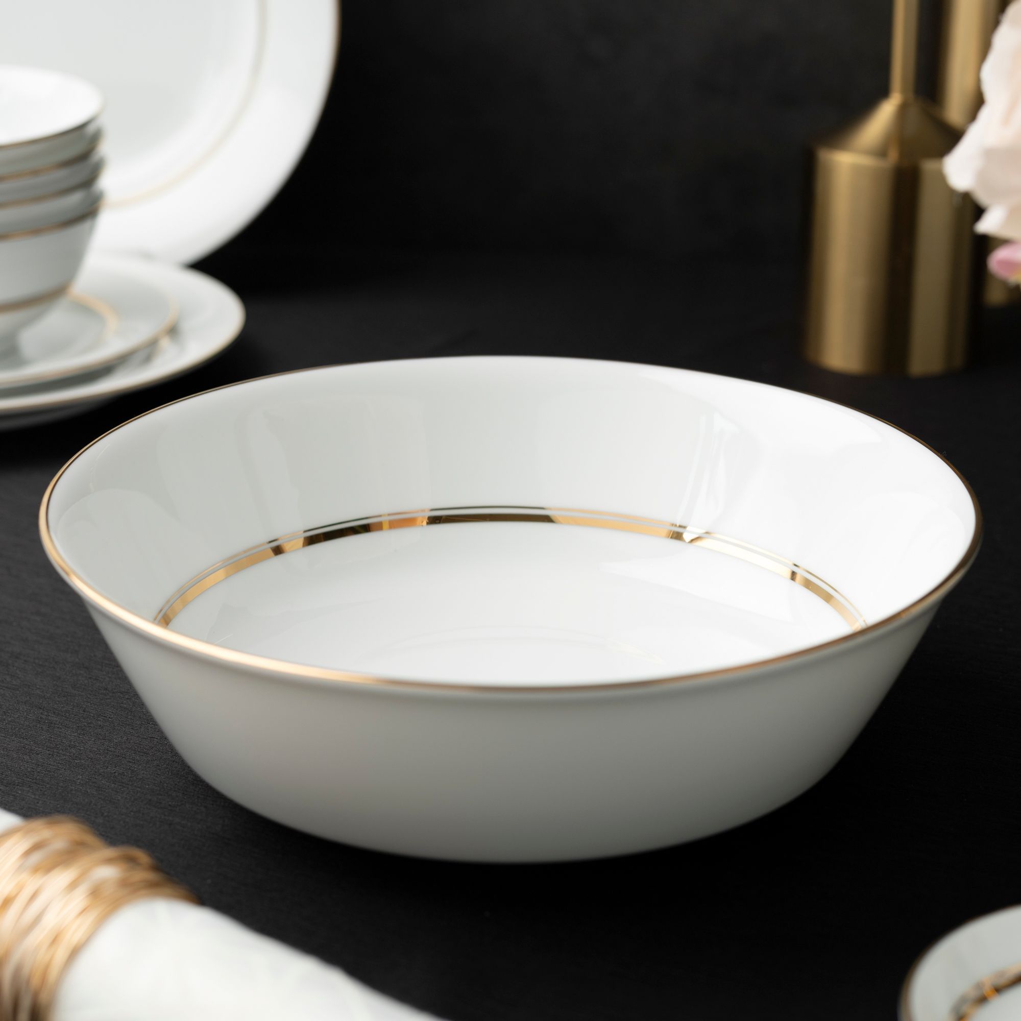 Bộ bát đĩa ăn châu Á cơ bản 22 món (cho 6 người) sứ trắng | Noritake Gloria L553L - D022AB