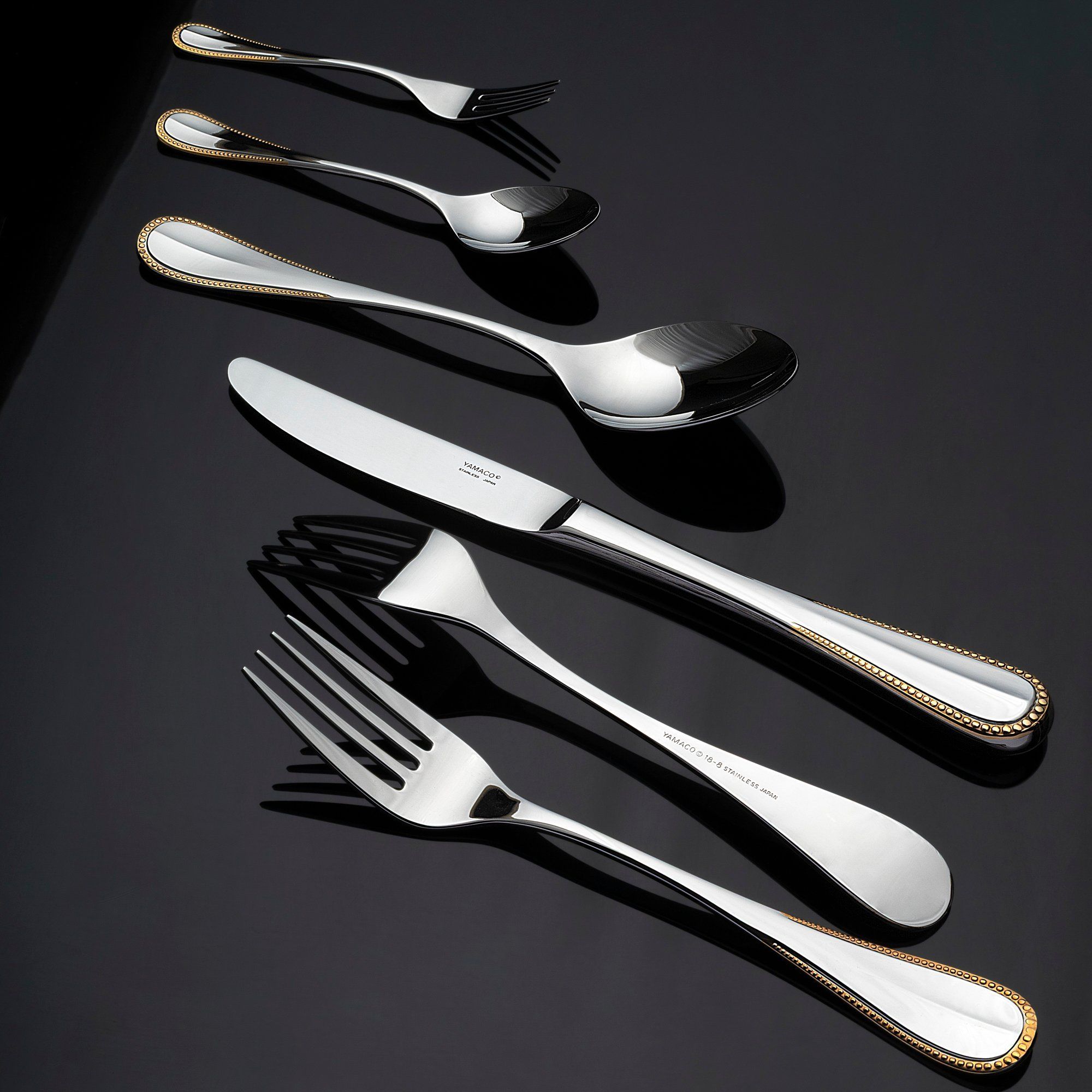 Bộ dao muỗng nĩa (dao thìa dĩa) 25 món mạ vàng cho 5 người | Yamaco Elegance G/A ELAS - 25