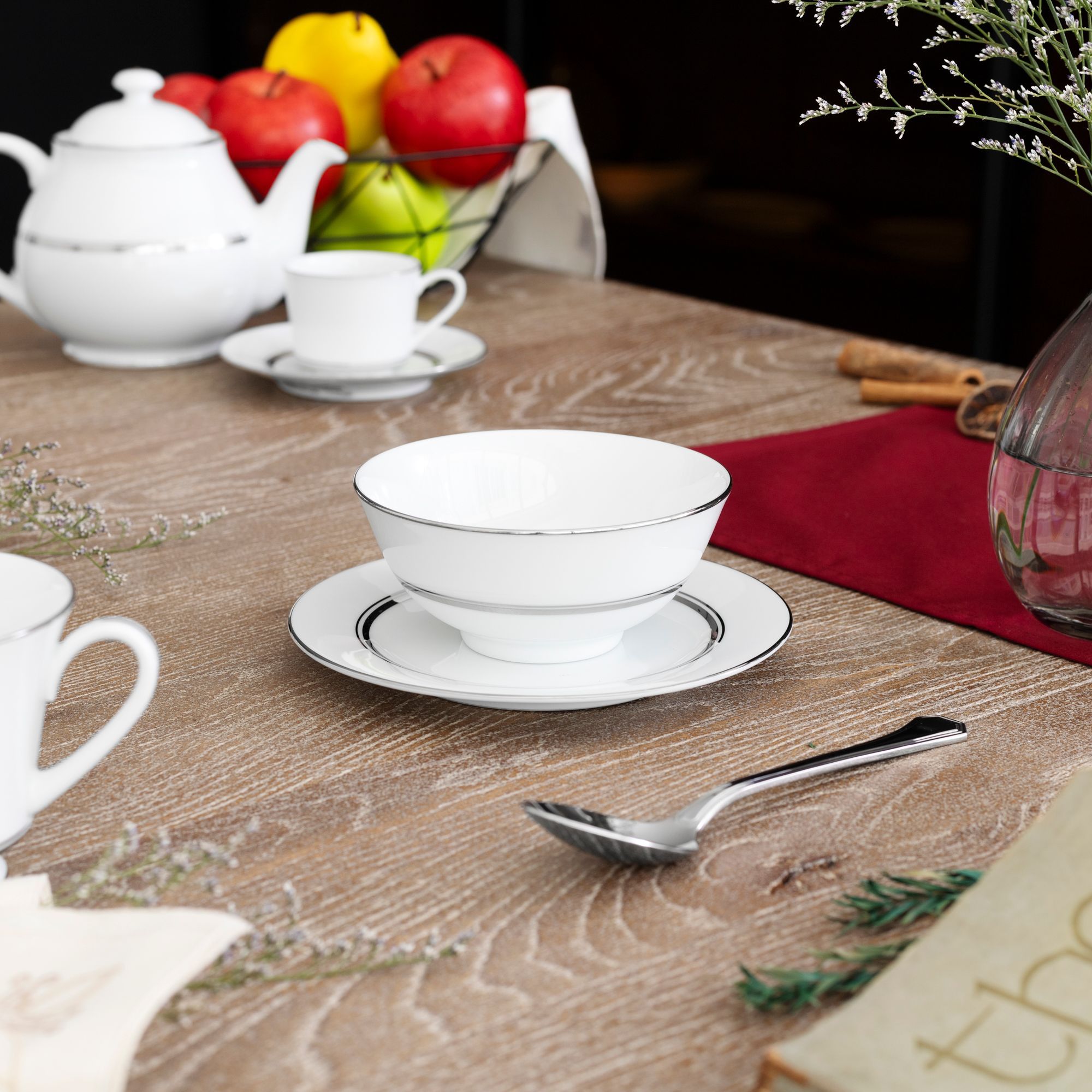 Bộ bát đĩa ăn châu Á cơ bản 22 món (cho 6 người) sứ trắng | Noritake Galaxy L554L - D022AB