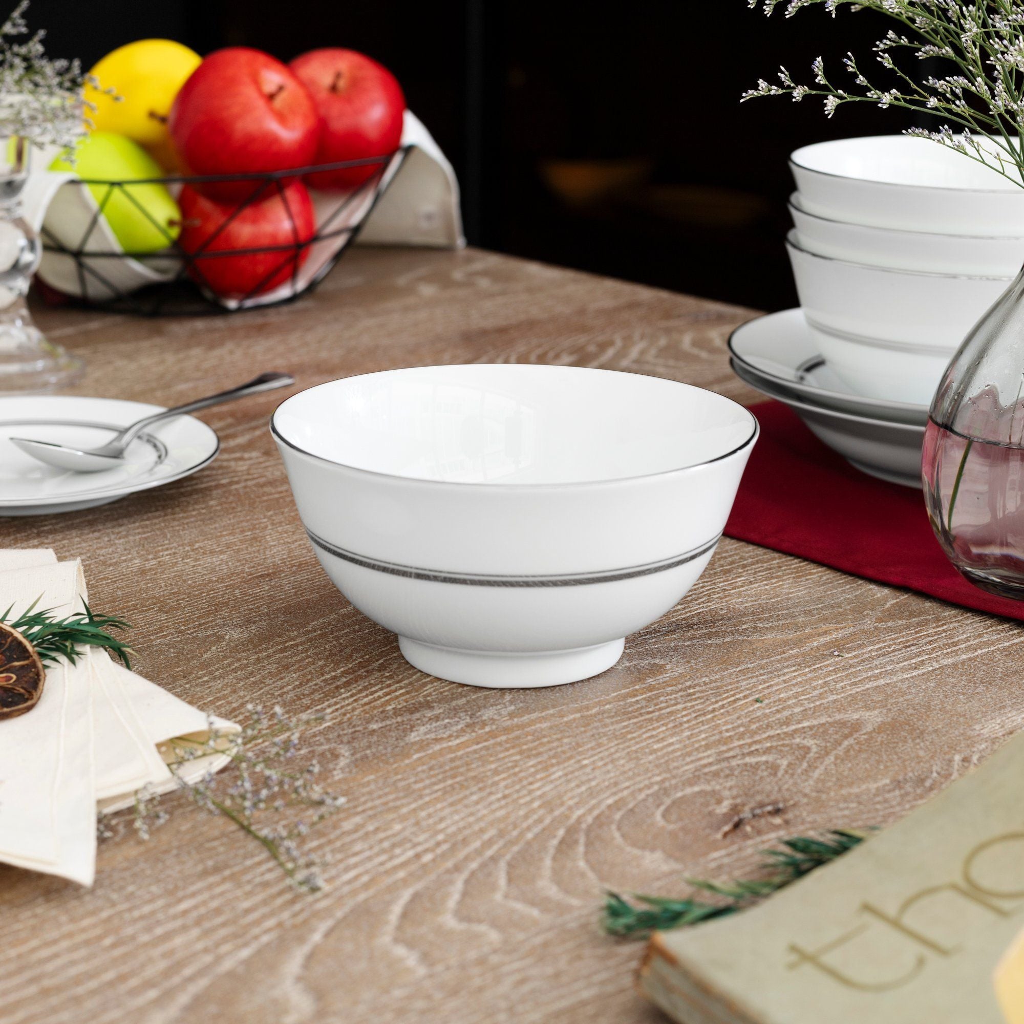 Bộ bát đĩa ăn châu Á đầy đủ 38 món (cho 6 người) sứ trắng | Noritake Galaxy L554L - D038AB