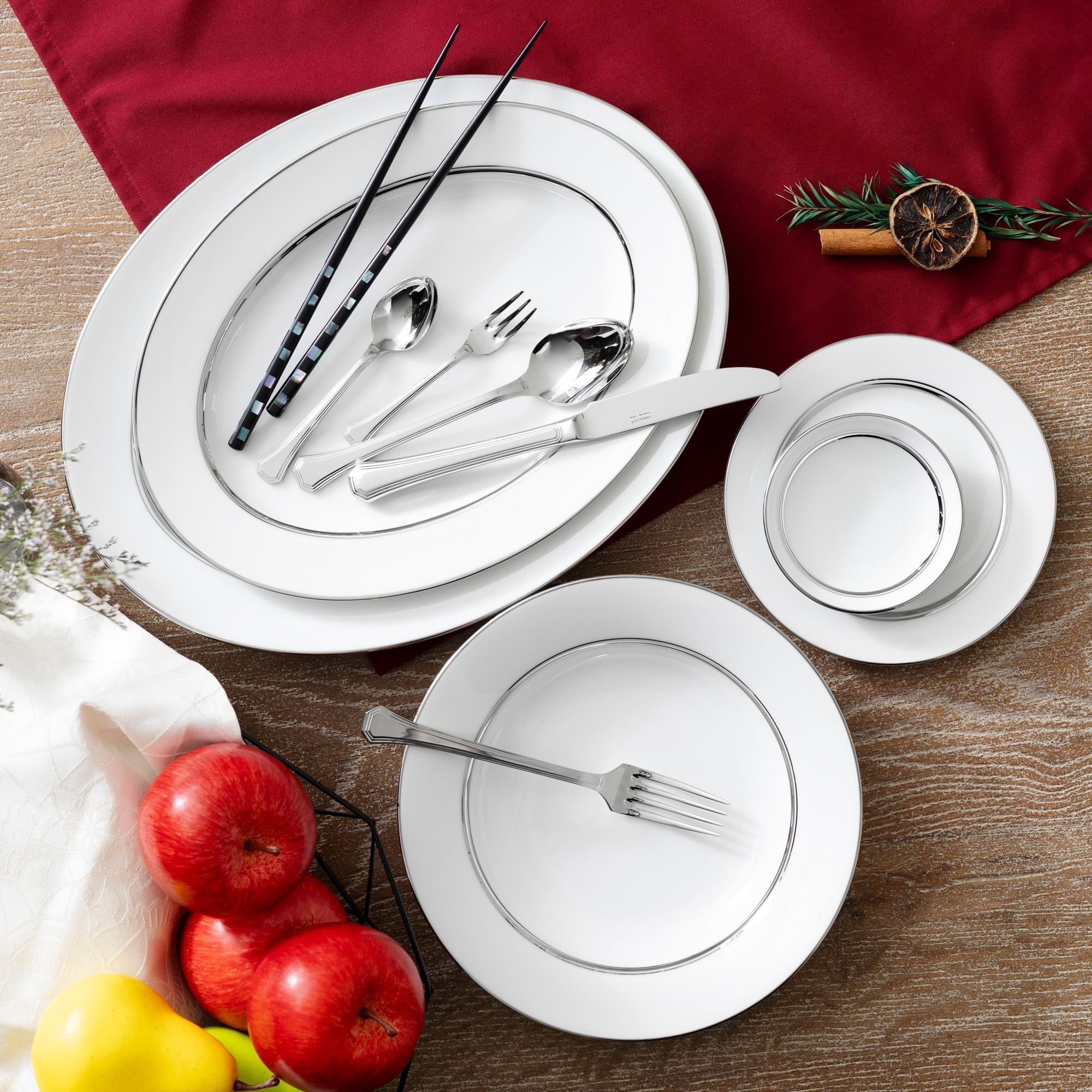 Bộ bát đĩa ăn châu Á đầy đủ 38 món (cho 6 người) sứ trắng | Noritake Galaxy L554L - D038AB