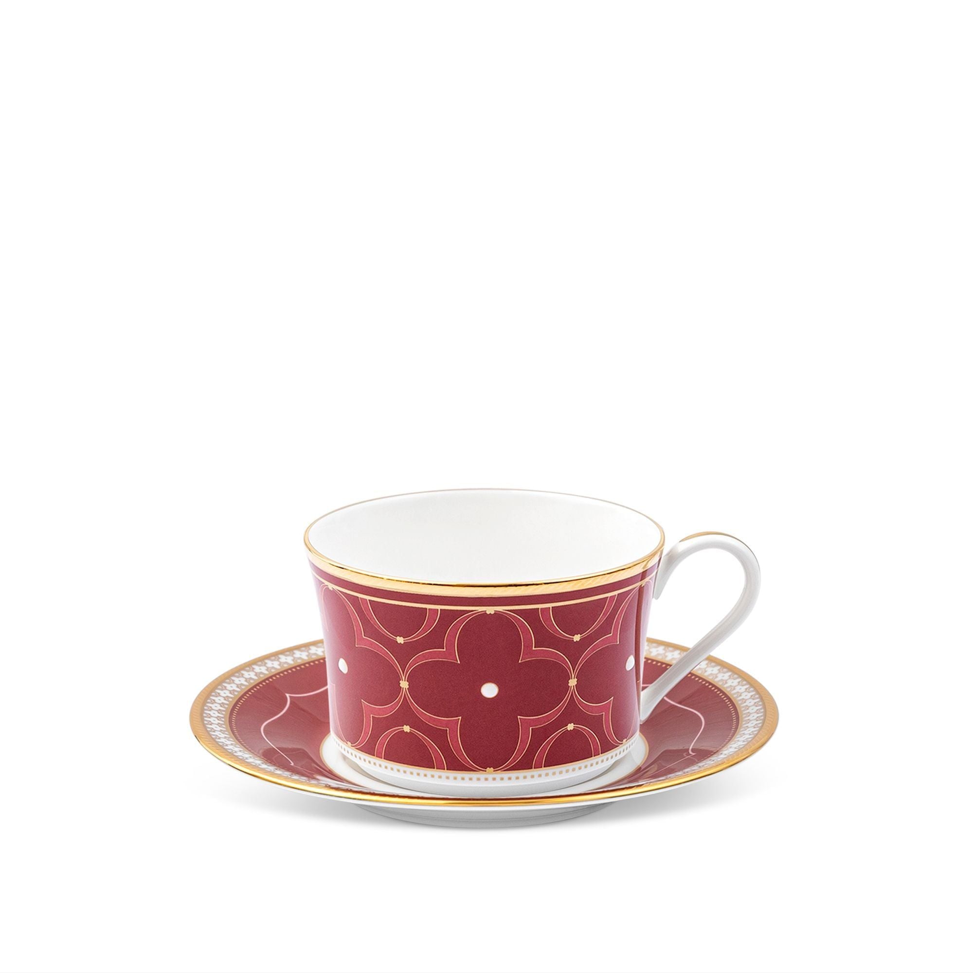 Bộ chén trà (tách trà) dung tích 245ml (Đỏ - Xanh) kèm đĩa lót sứ xương | Noritake Trefolio HC 4977-12L - P93686