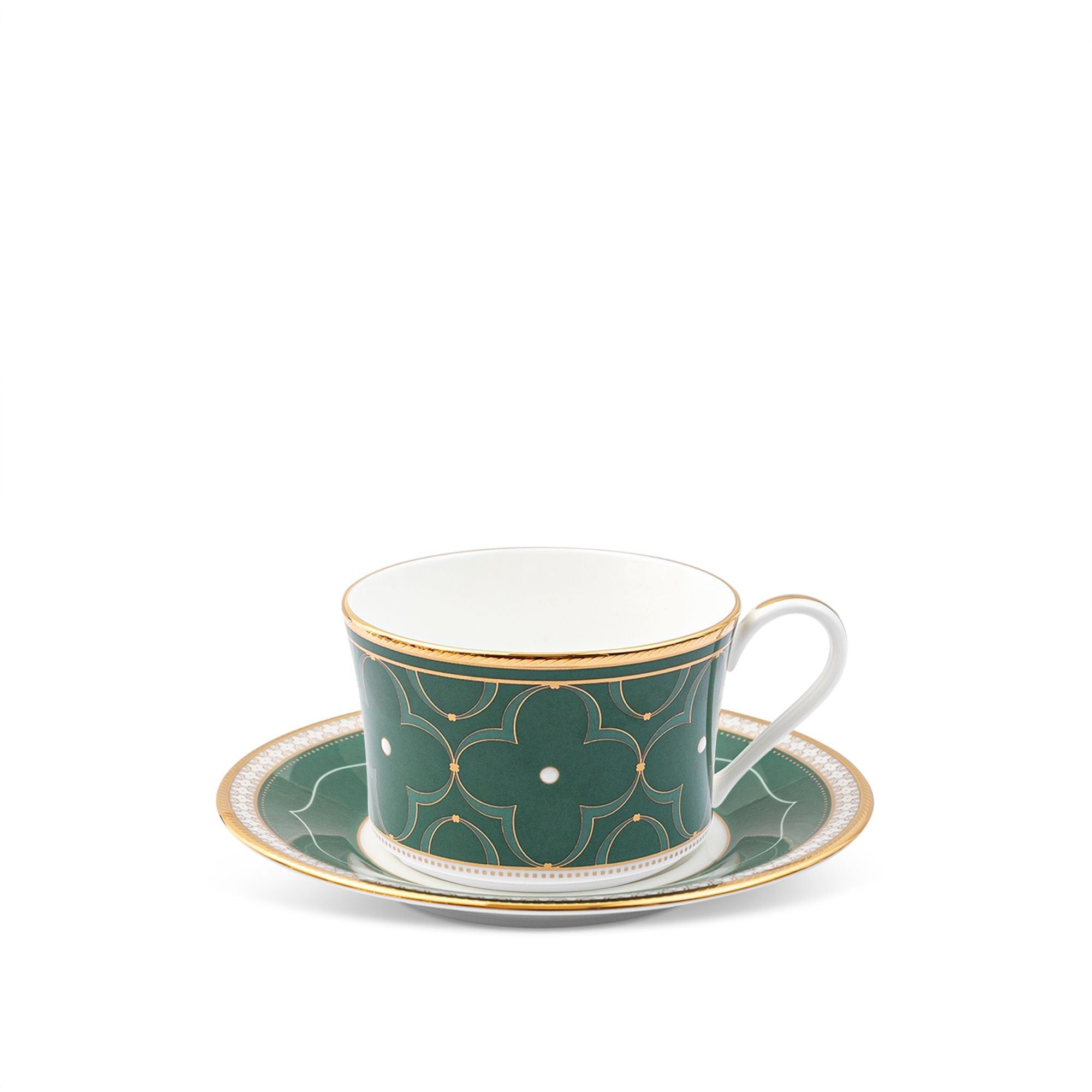Bộ chén trà (tách trà) dung tích 245ml (Đỏ - Xanh) kèm đĩa lót sứ xương | Noritake Trefolio HC 4977-12L - P93686