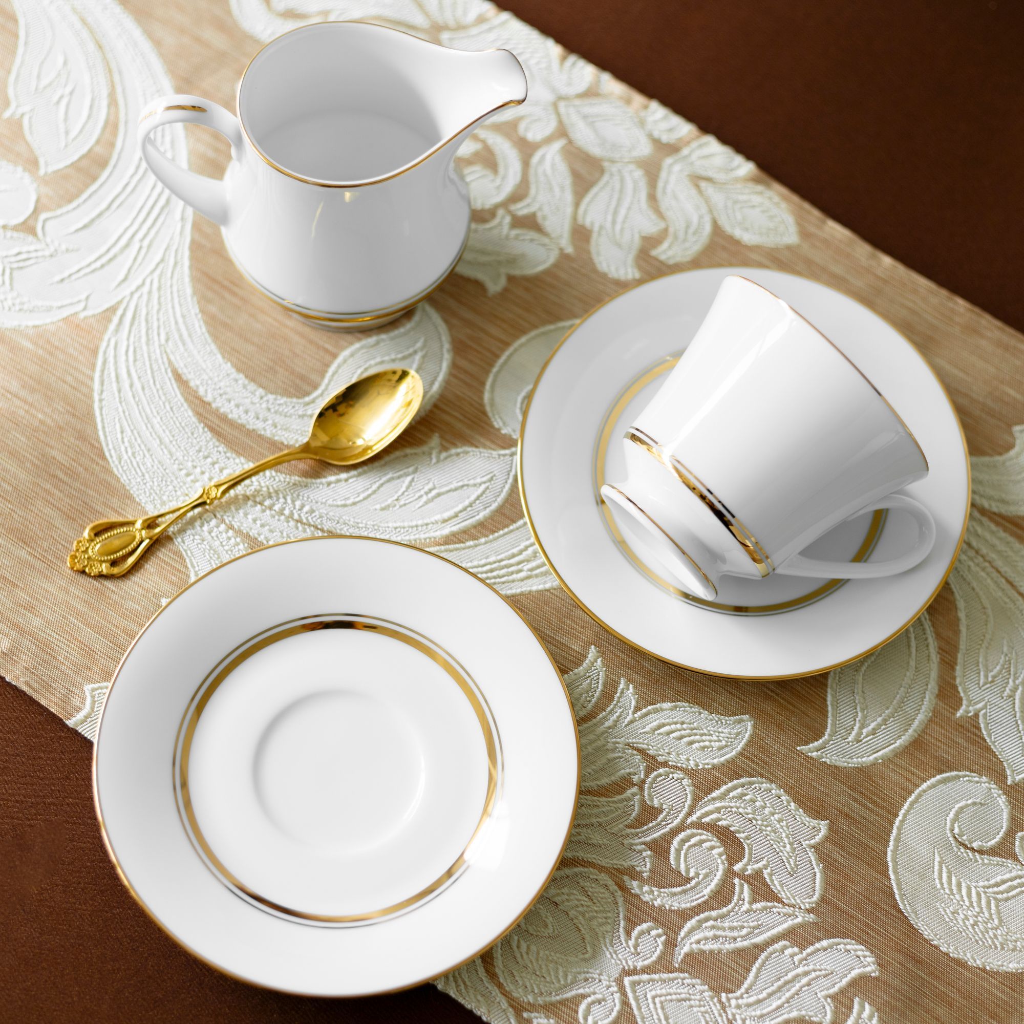 Bộ ấm chén uống trà (ấm 1.200ml, chén 230ml) 15 món sứ trắng | Noritake Gloria L553L - T017A