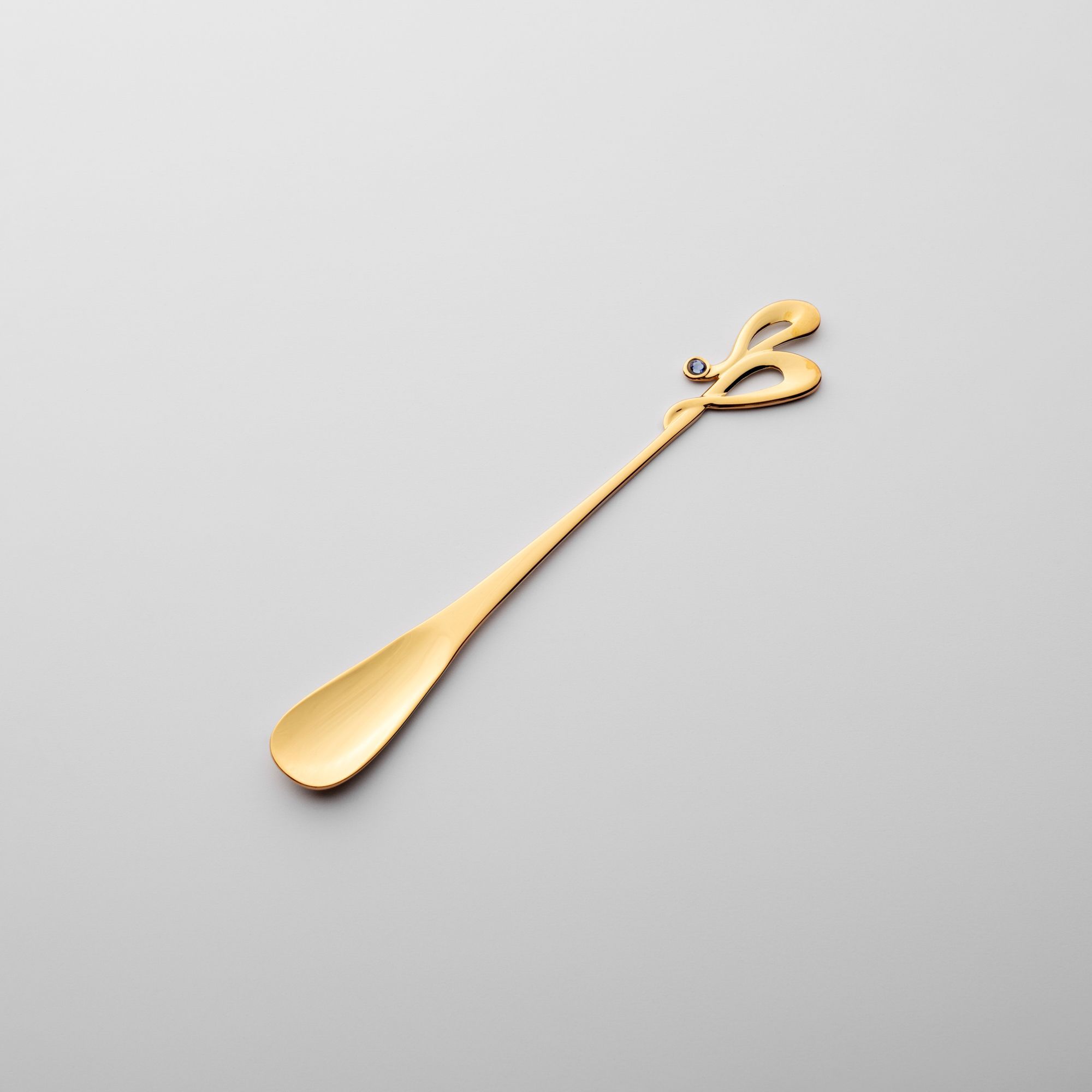 Bộ 05 thìa (muỗng) uống trà mạ vàng hình trái tim đính pha lê Swarovski | Yamaco Gem Heart G/P GHG - 5