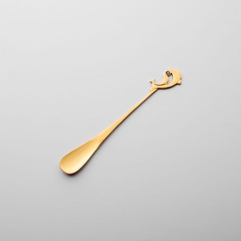  Bộ 05 thìa (muỗng) uống trà mạ vàng hình cá heo đính pha lê Swarovski | Yamaco Gem Dolphin G/P GDG - 5 