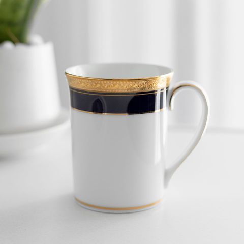  Cốc (ly) uống nước, cà phê dung tích 310ml sứ trắng | Noritake Crestwood Cobalt Gold 4171L - T91332K 