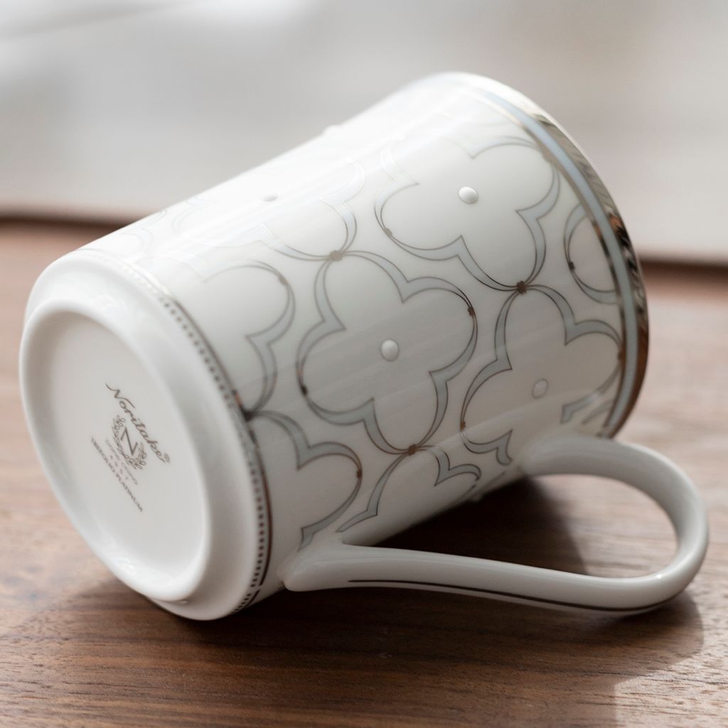 Cốc (ly) uống nước, cà phê dung tích 395ml sứ xương | Noritake Trefolio Platinum 4957L - T93656