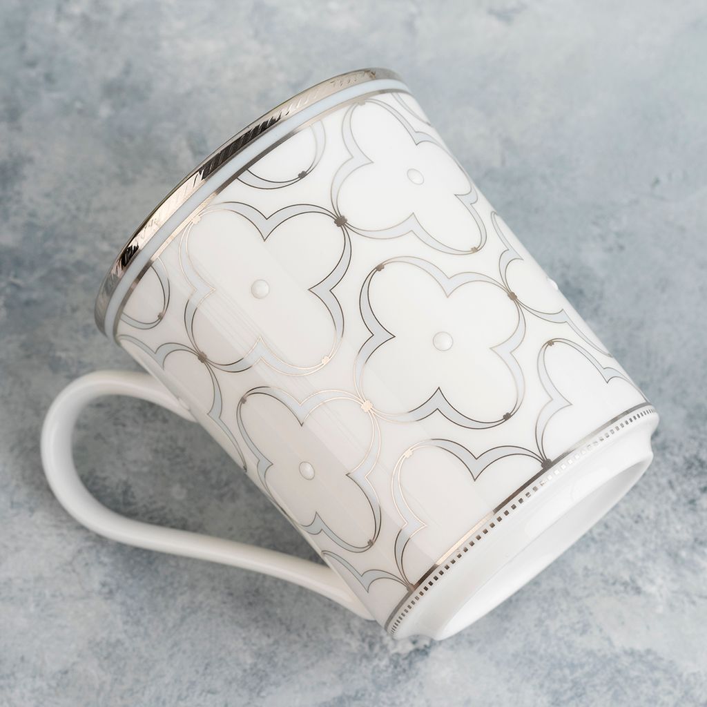 Cốc (ly) uống nước, cà phê dung tích 395ml sứ xương | Noritake Trefolio Platinum 4957L - T93656