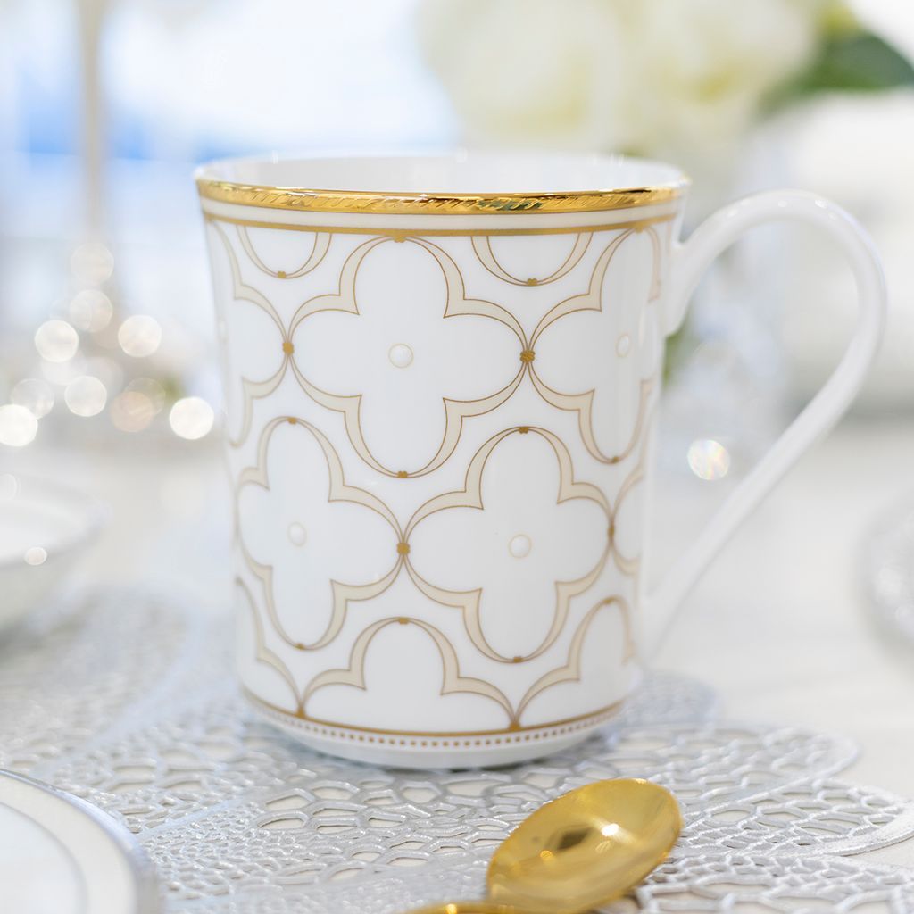 Cốc (ly) uống nước, cà phê dung tích 395ml sứ xương | Noritake Trefolio Gold 4945L - T93656