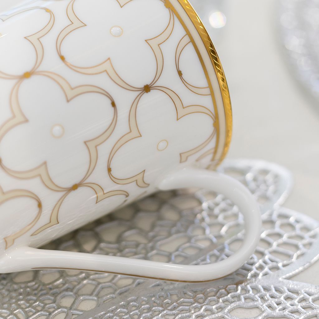 Cốc (ly) uống nước, cà phê dung tích 395ml sứ xương | Noritake Trefolio Gold 4945L - T93656