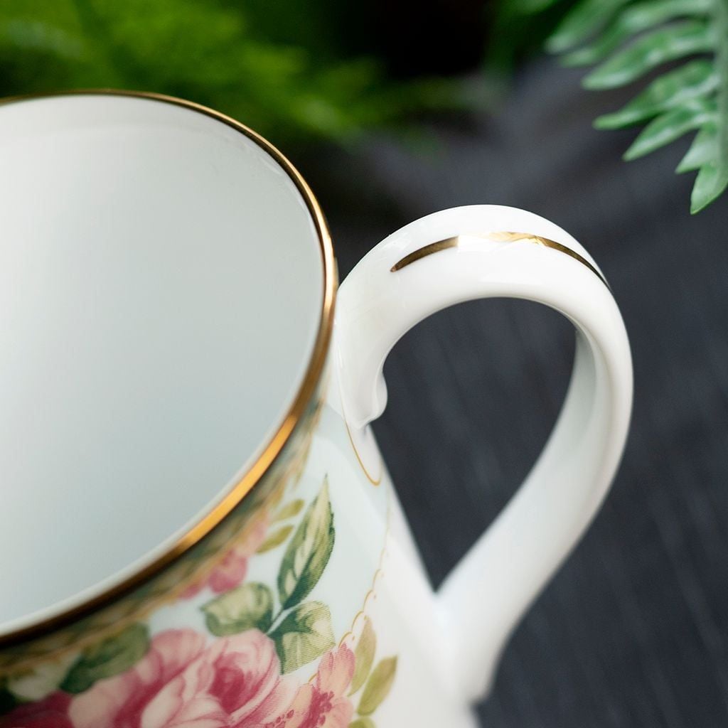 Cốc (ly) uống nước, cà phê dung tích 310ml sứ trắng | Noritake Rosa Basket 1736L - T91332K