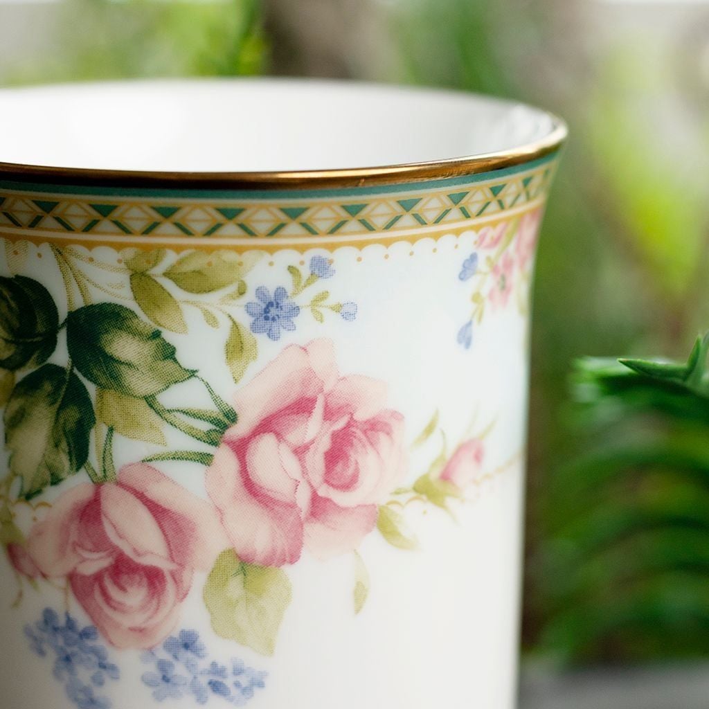 Cốc (ly) uống nước, cà phê dung tích 310ml sứ trắng | Noritake Rosa Basket 1736L - T91332K