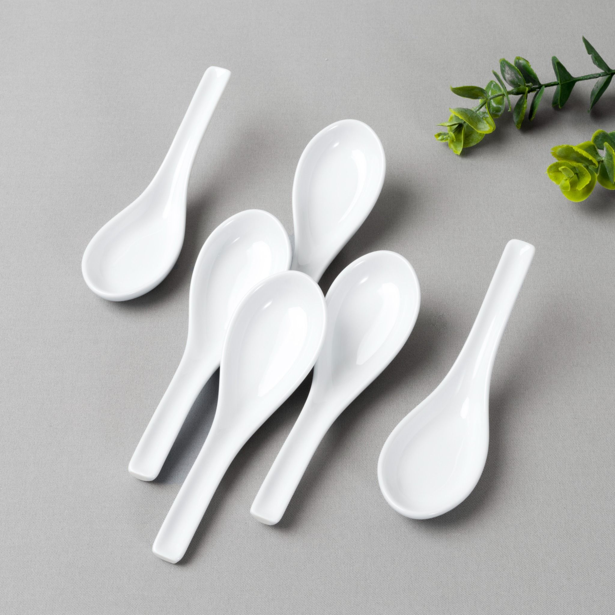 Bộ 06 thìa sứ (muỗng sứ) dài 14,6cm sứ trắng | Noritake Art Stage 4257L - S91830