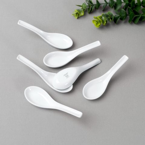  Bộ 06 thìa sứ (muỗng sứ) dài 14,6cm sứ trắng | Noritake Art Stage 4257L - S91830 