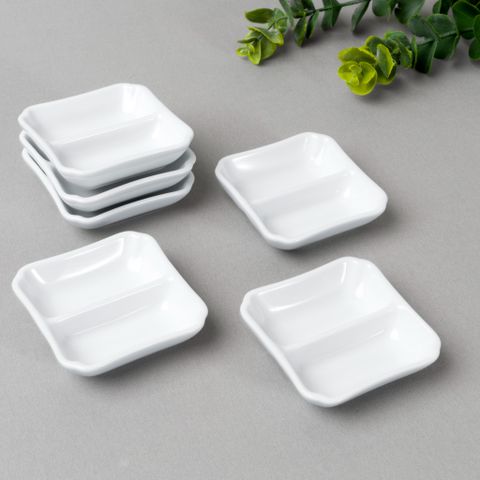  Bộ 06 đĩa vuông 7,9cm chia ngăn đựng nước chấm, gia vị sứ trắng | Noritake Art Stage 4257L - S91850 