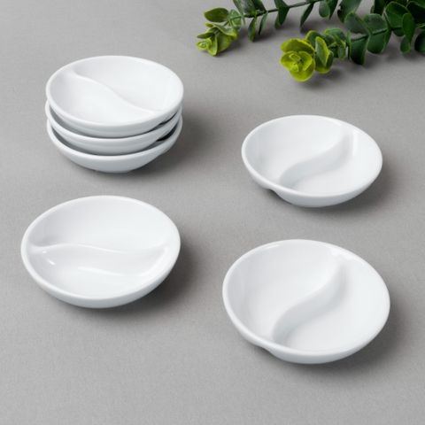  Bộ 06 đĩa tròn 8,9cm chia ngăn đựng nước chấm, gia vị sứ trắng | Noritake Art Stage 4257L - S91851 