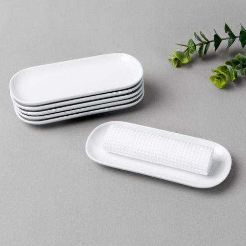  Bộ 06 khay chữ nhật bo góc dài 17,7cm đựng khăn ướt sứ trắng | Noritake Art Stage 4257L - S91877 