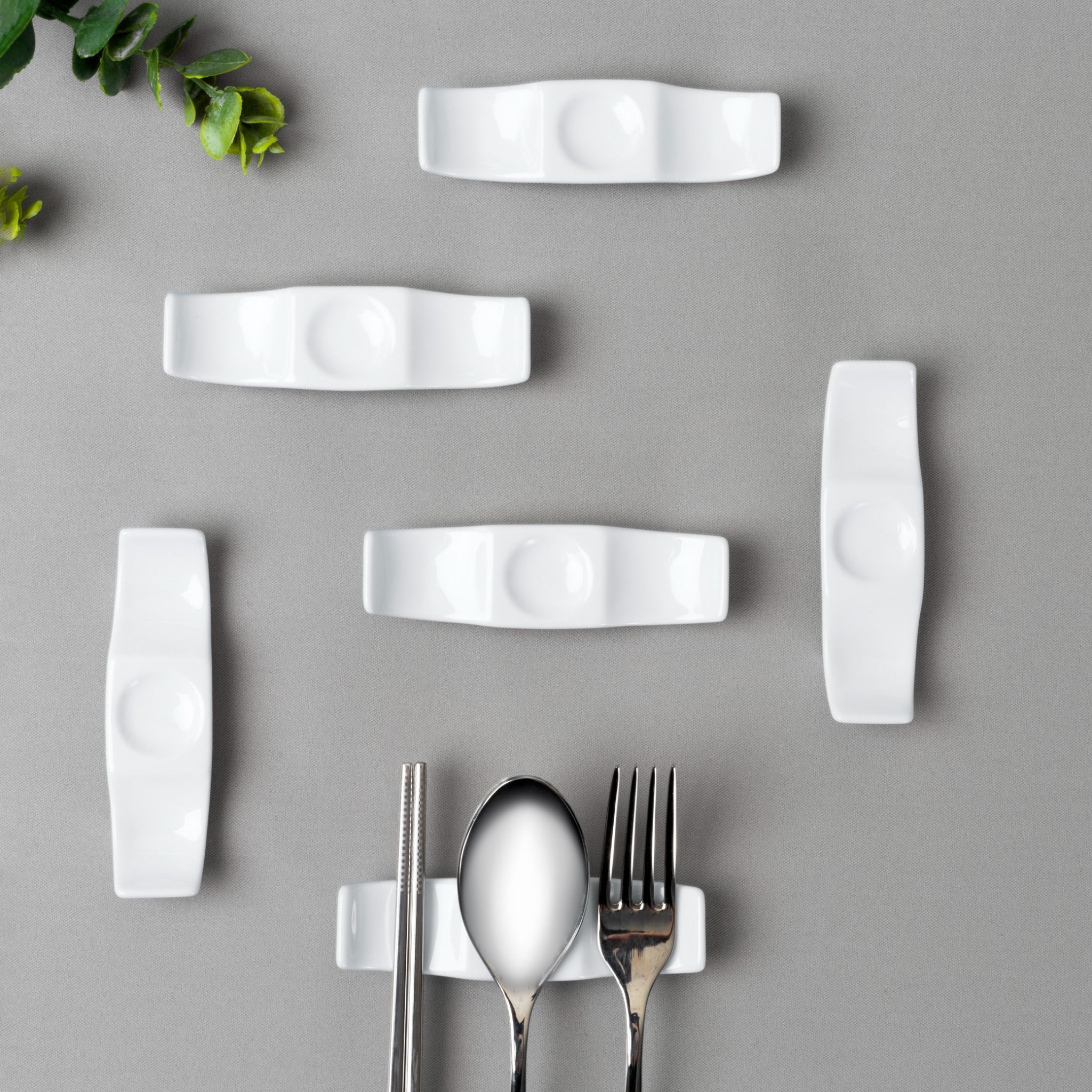 Bộ 06 gác đũa và thìa (gác muỗng đũa) dài 10,8cm sứ trắng | Noritake Art Stage 4257L - S91831