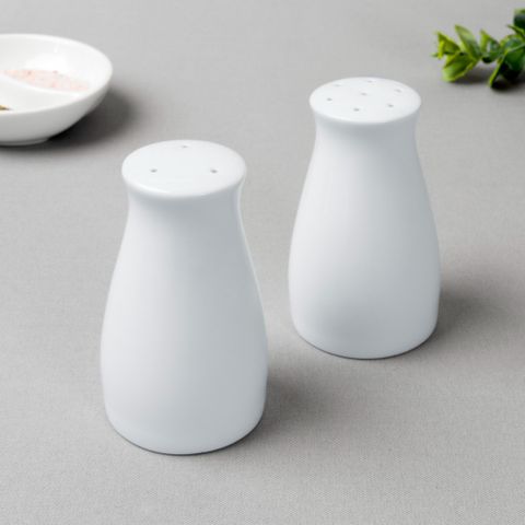  Bộ lọ đựng tiêu (3 lỗ) và muối (7 lỗ) cao 8,6cm sứ trắng | Noritake Art Stage 3-336L - 919710 